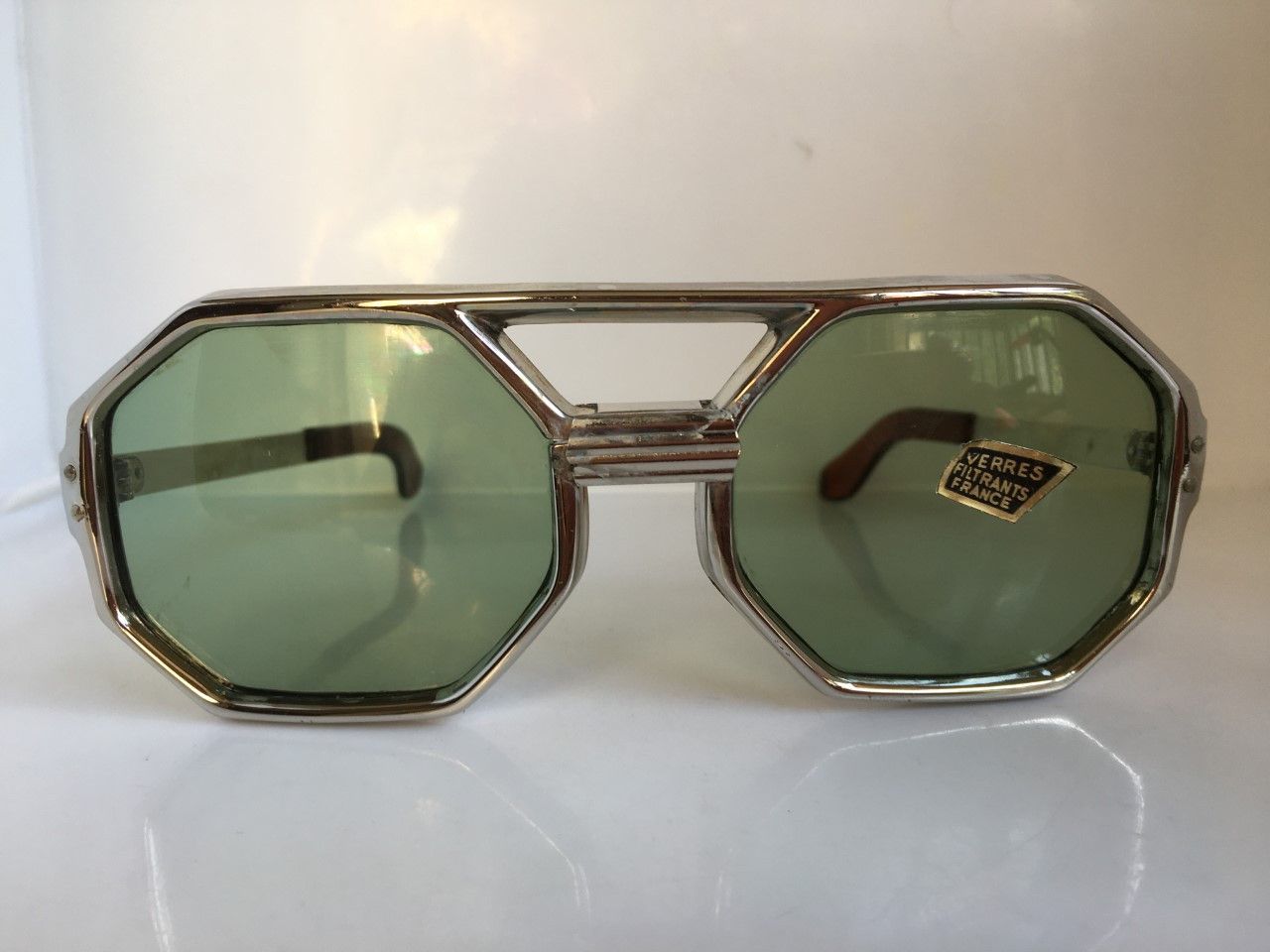 Vintage MOD FRANCE OP ART AVIATOR SUNGLASSES GLASS LENSES Size ONE SIZE - 9 Thumbnail
