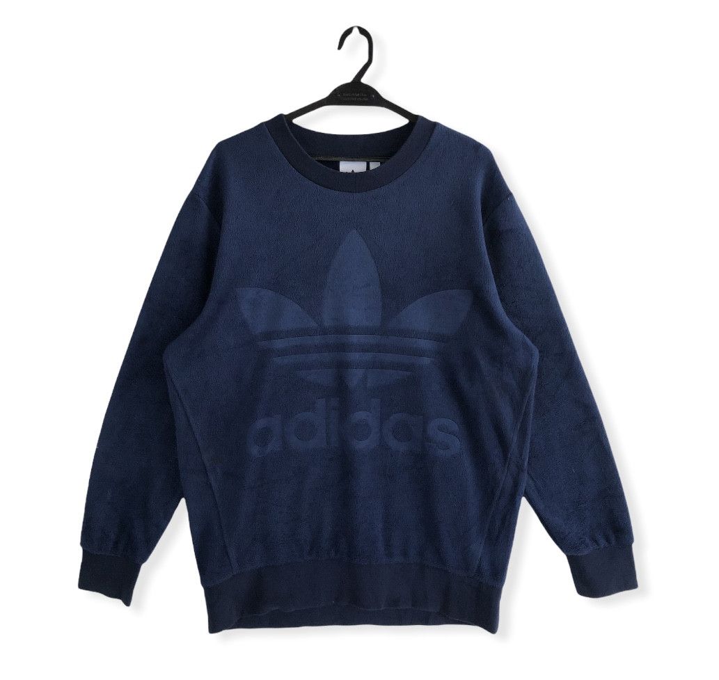 Adidas FW17 ADIDAS VELOUR CREW BIG STEALTH LOGO SWEATSHIRT Size US XL / EU 56 / 4 - 1 Thumbnail