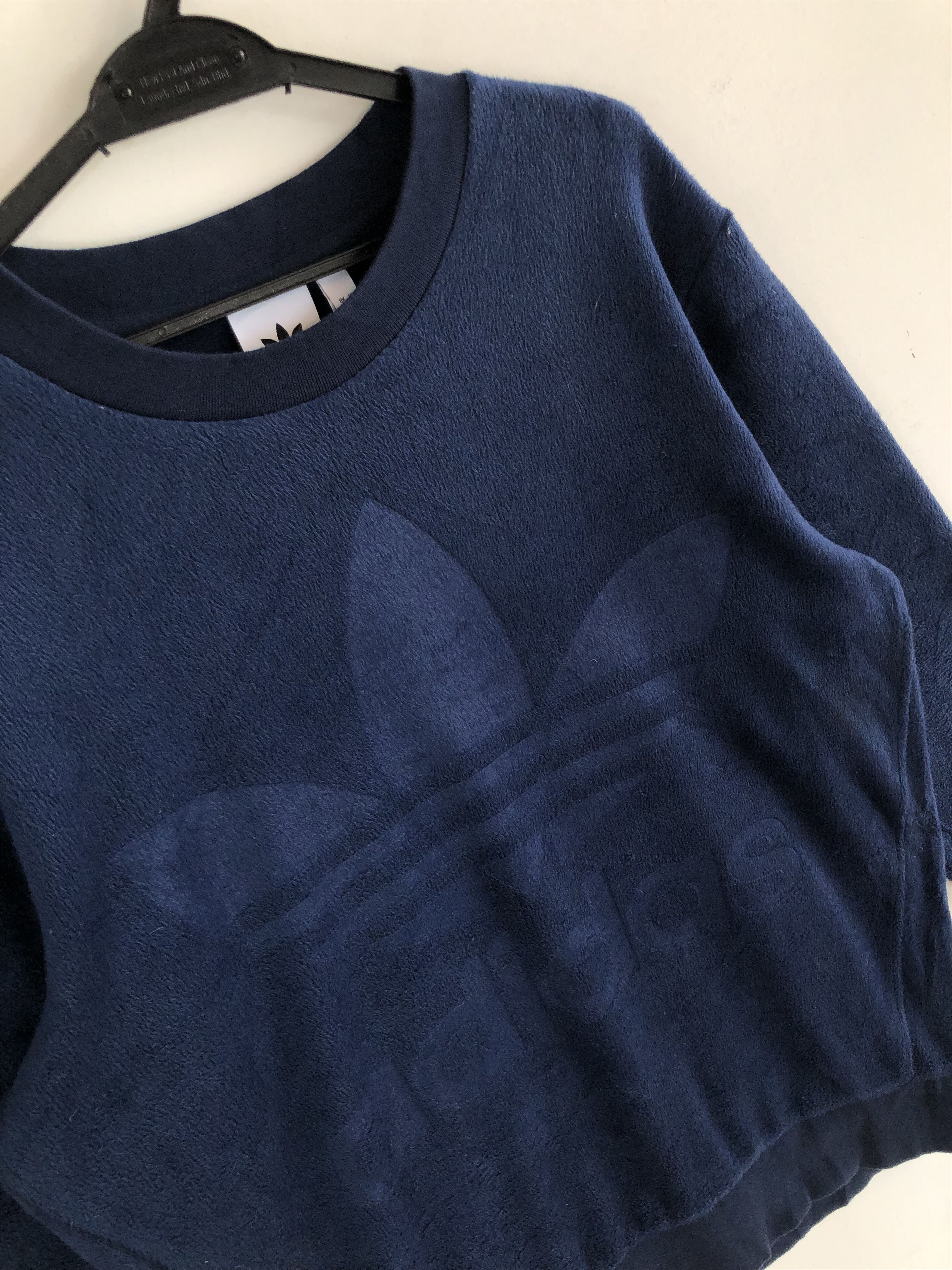 Adidas FW17 ADIDAS VELOUR CREW BIG STEALTH LOGO SWEATSHIRT Size US XL / EU 56 / 4 - 4 Thumbnail