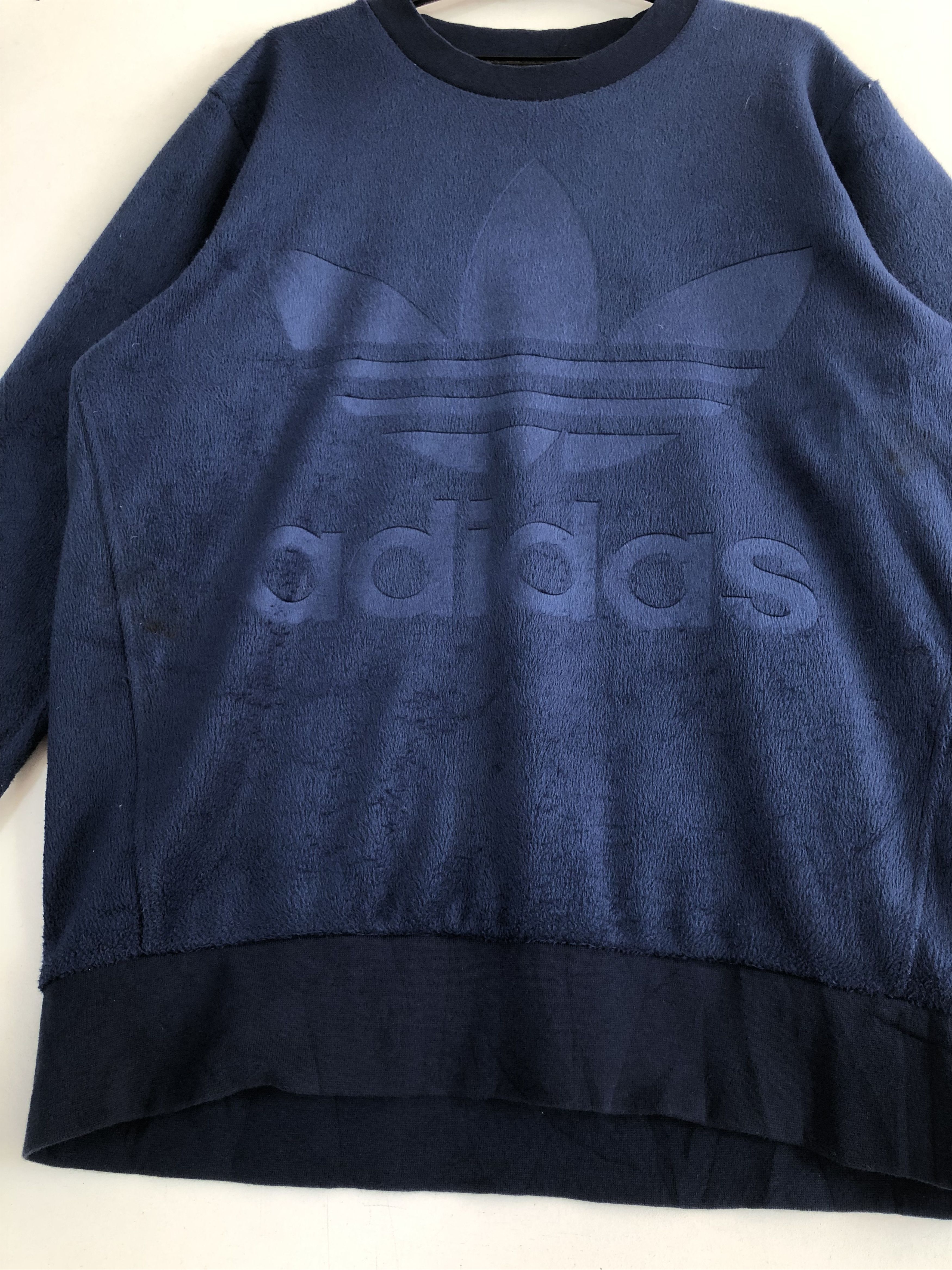 Adidas FW17 ADIDAS VELOUR CREW BIG STEALTH LOGO SWEATSHIRT Size US XL / EU 56 / 4 - 3 Thumbnail