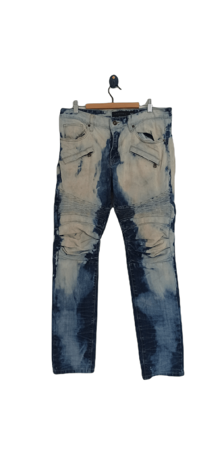 Decibel Decibel Acid Wash Biker Denim Jeans Size US 34 / EU 50 - 1 Thumbnail