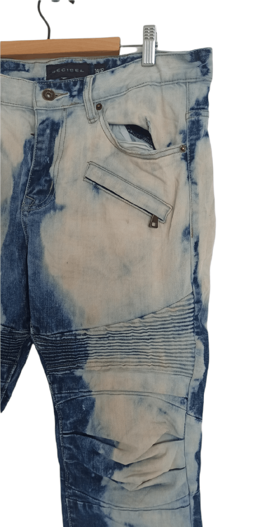 Decibel Decibel Acid Wash Biker Denim Jeans Size US 34 / EU 50 - 4 Thumbnail