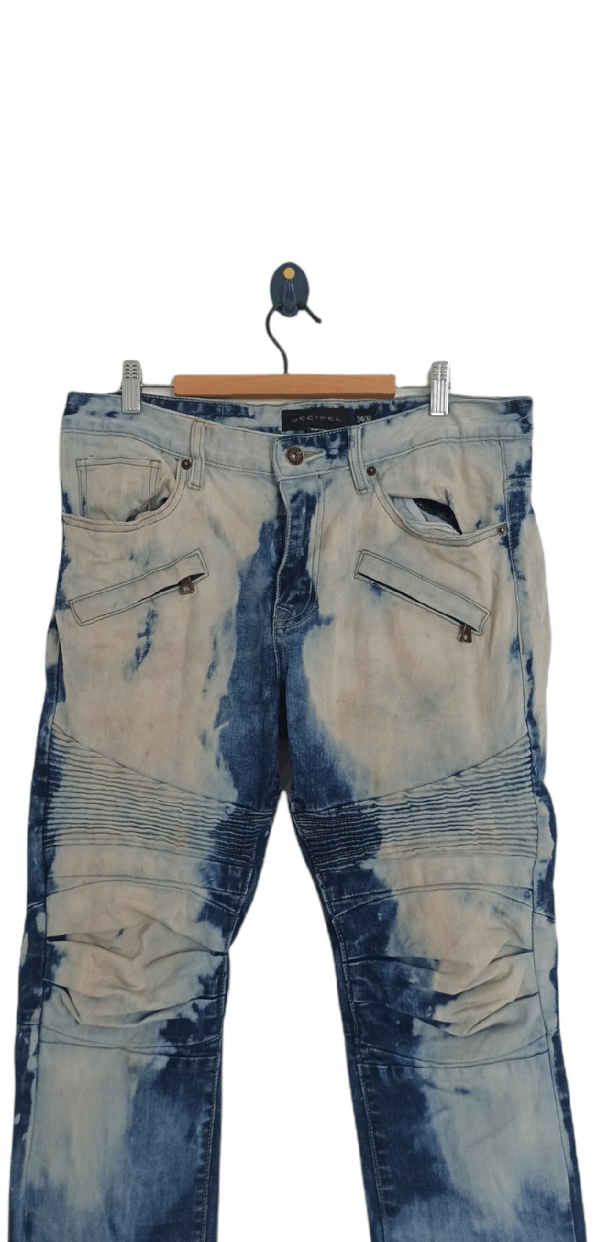 Decibel Decibel Acid Wash Biker Denim Jeans Size US 34 / EU 50 - 3 Thumbnail