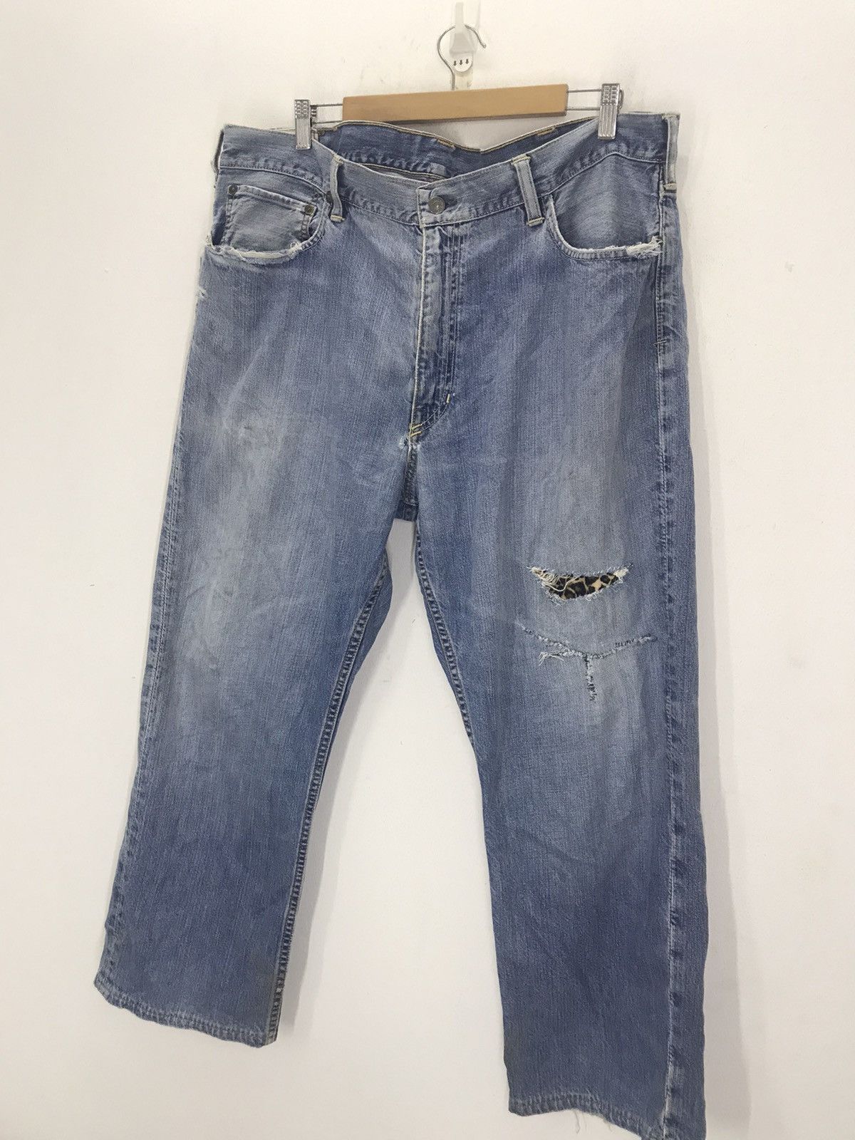 Vtg polo ralph lauren distressed denim pant patchwork jeans