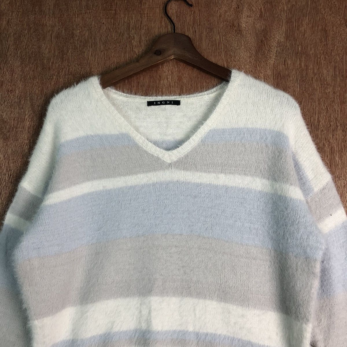 Homespun Knitwear × Japanese Brand JAPAN INGNI MULTICOLOR STRIPE MOHAIR SHAG SHAGGY KNITWEAR Size US M / EU 48-50 / 2 - 2 Thumbnail