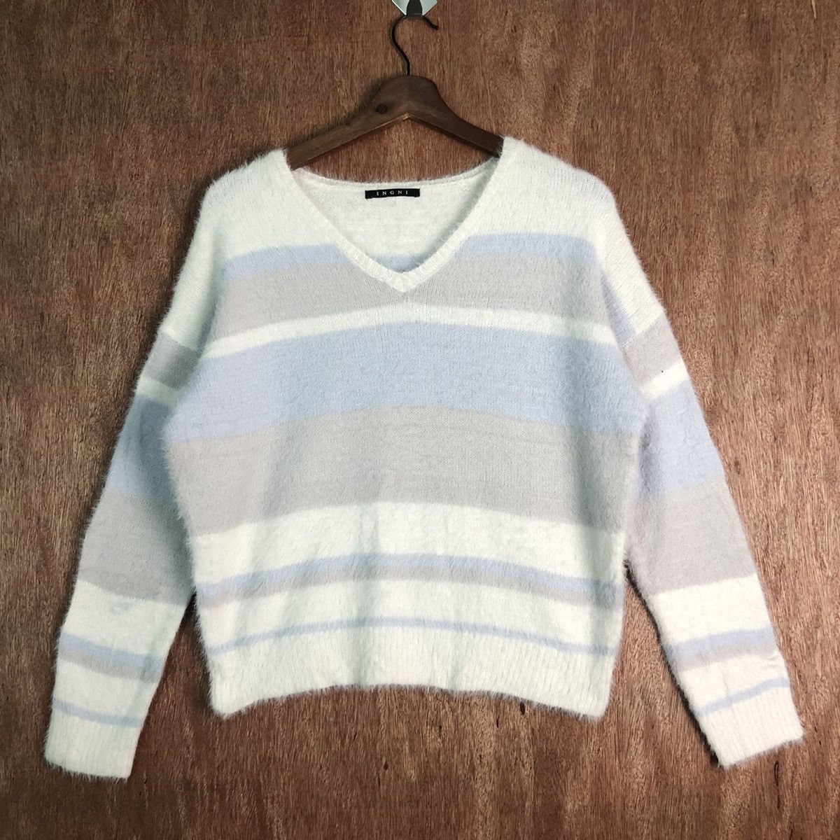 Homespun Knitwear × Japanese Brand JAPAN INGNI MULTICOLOR STRIPE MOHAIR SHAG SHAGGY KNITWEAR Size US M / EU 48-50 / 2 - 3 Thumbnail