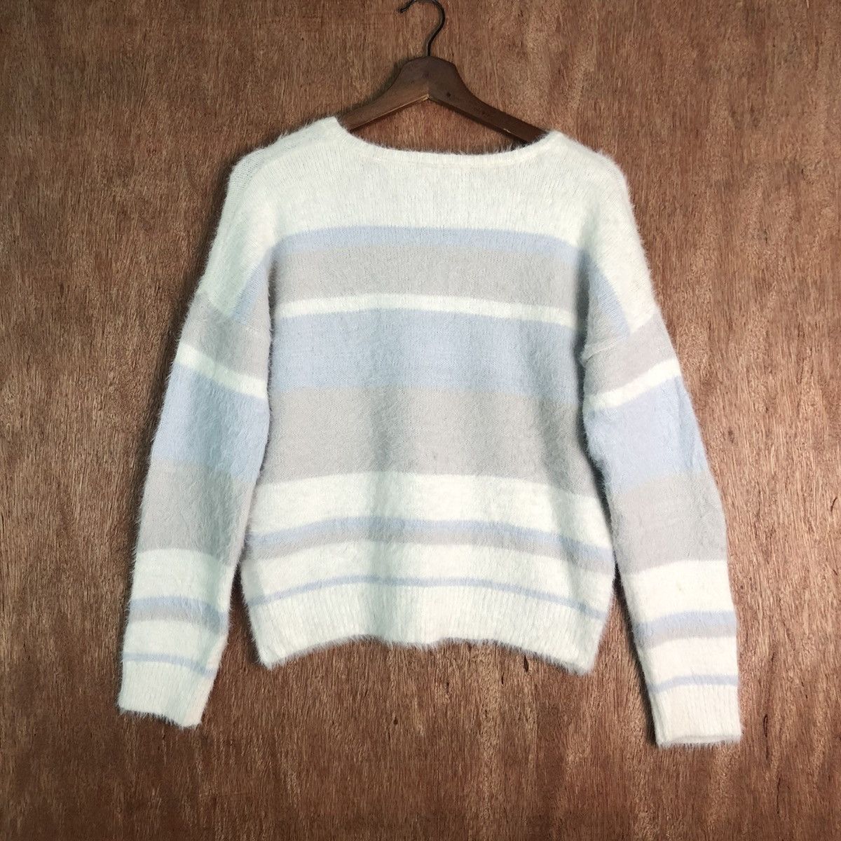 Homespun Knitwear × Japanese Brand JAPAN INGNI MULTICOLOR STRIPE MOHAIR SHAG SHAGGY KNITWEAR Size US M / EU 48-50 / 2 - 10 Thumbnail