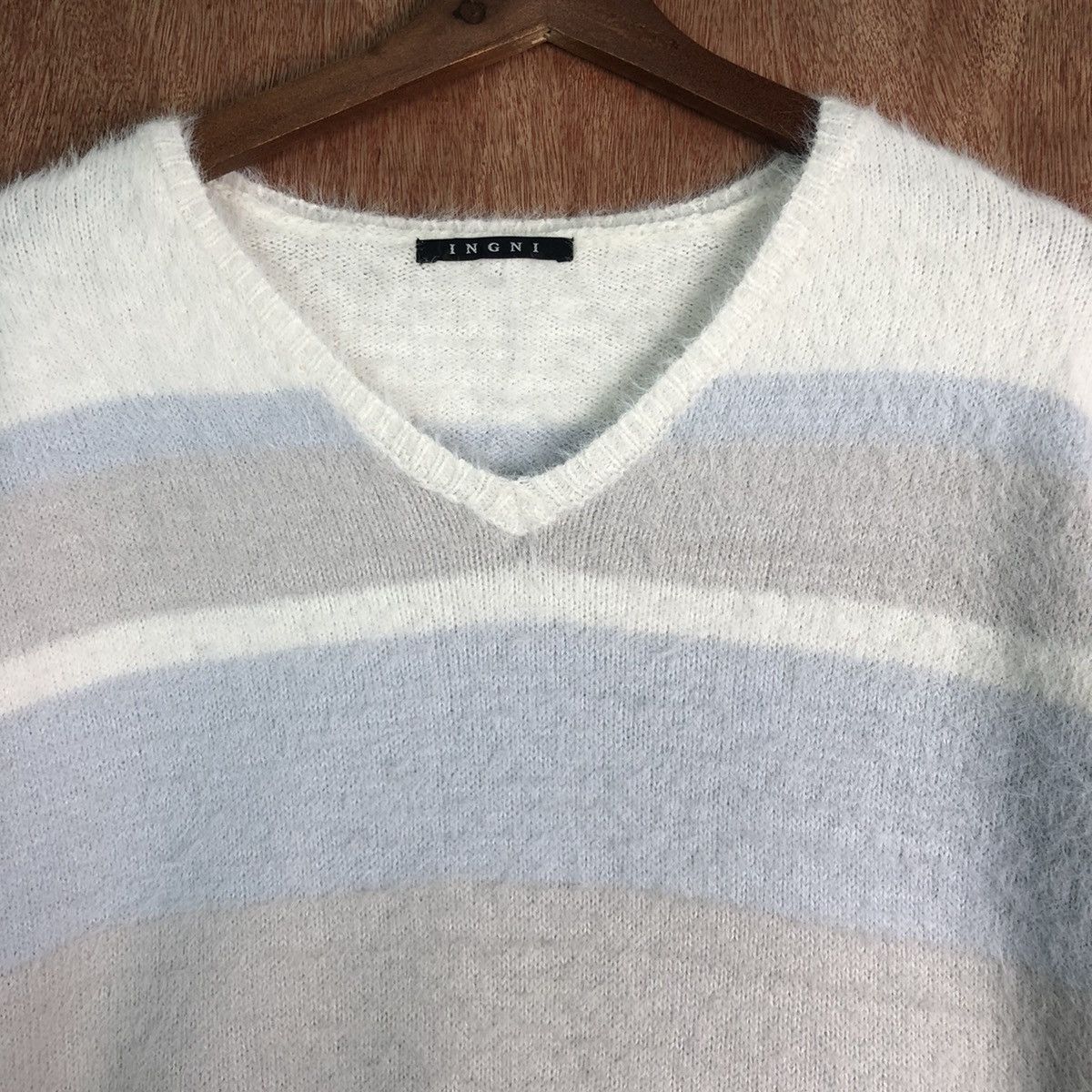 Homespun Knitwear × Japanese Brand JAPAN INGNI MULTICOLOR STRIPE MOHAIR SHAG SHAGGY KNITWEAR Size US M / EU 48-50 / 2 - 8 Thumbnail