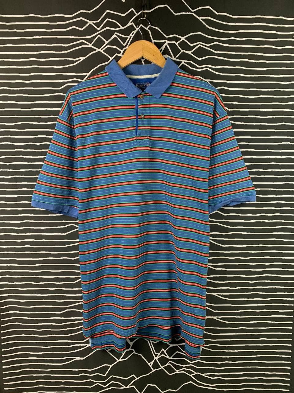 Vtg Pendleton Native Navajo Stripe Style Polo Tee