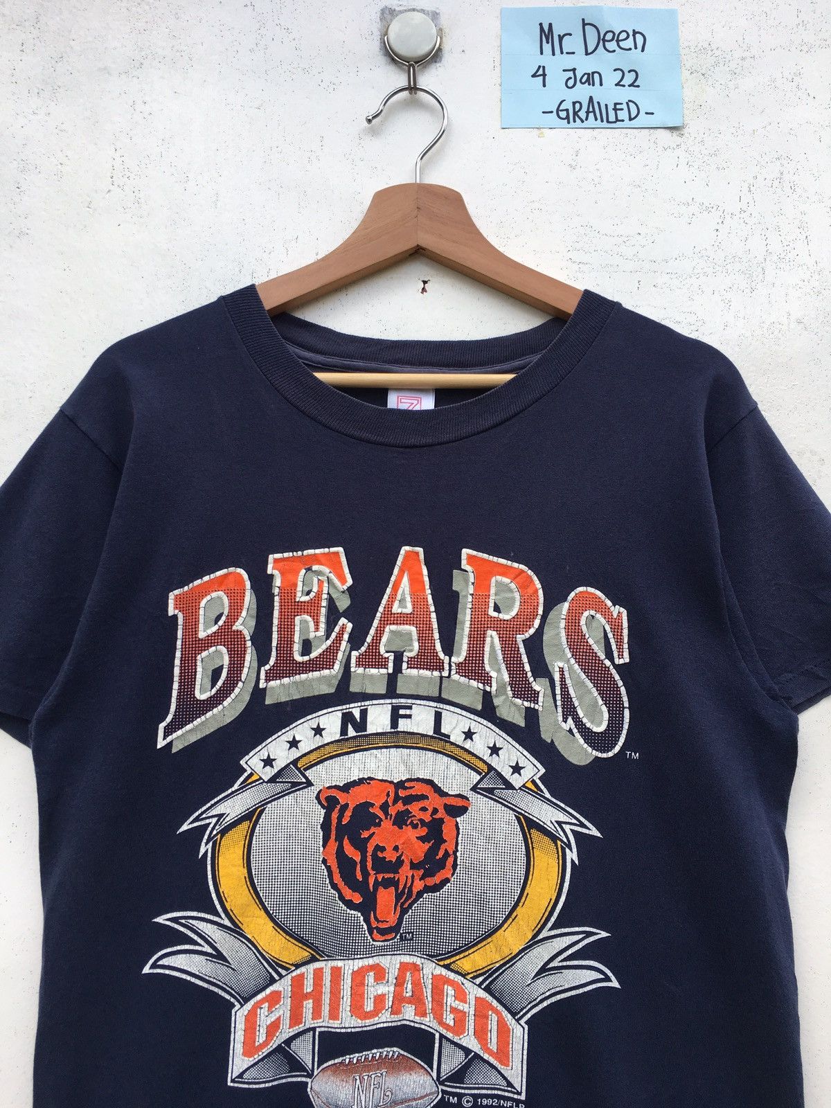 image of 1992 Nfl Chicago Bears Tshirt in Blue, Men's (Size Medium)