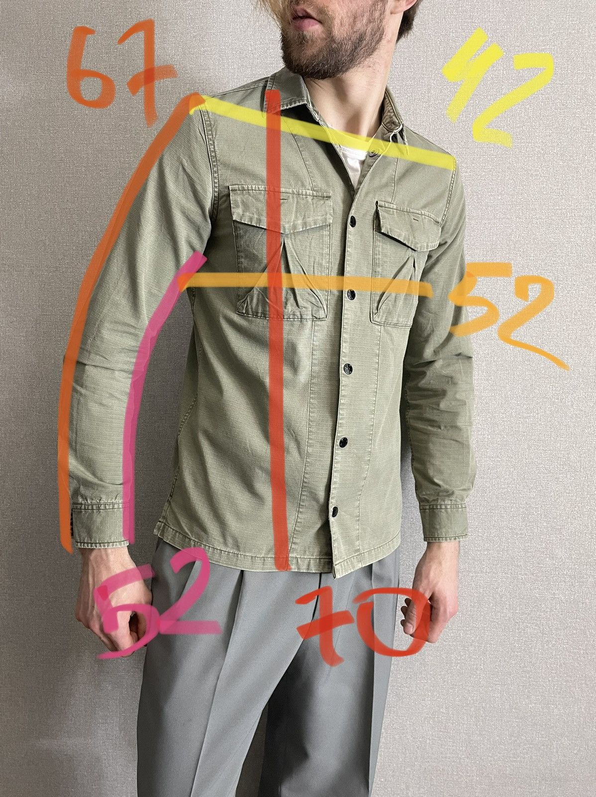 DENHAM Denham Mens Khaki Shirt long sleeve size S Size US S / EU 44-46 / 1 - 14 Thumbnail