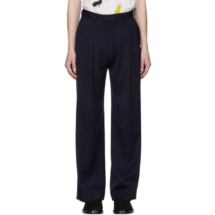 Eckhaus Latta Eckhaus Latta Navy Pleat Trousers Size 36R - 1 Thumbnail