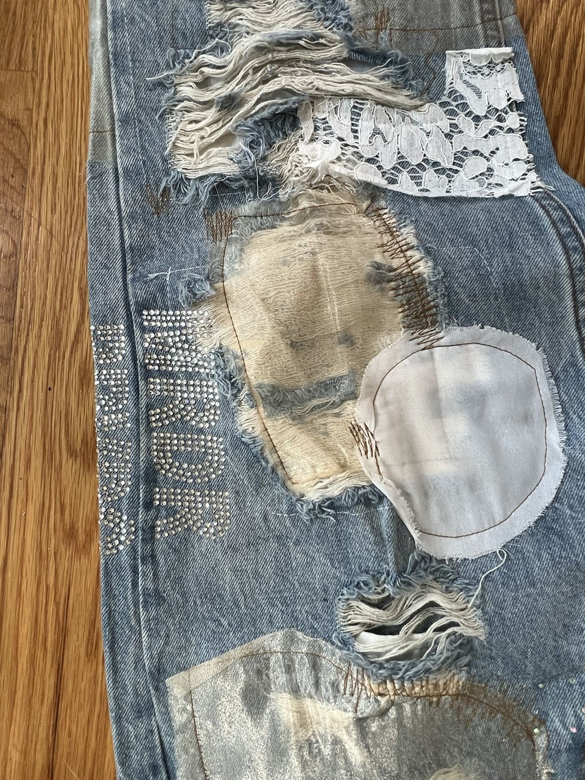 Ev Bravado Who Decides War Lace Detail Jeans Size US 34 / EU 50 - 3 Thumbnail