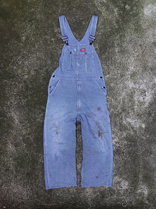 Vintage 90s Dickies Striped Denim Overalls | Grailed