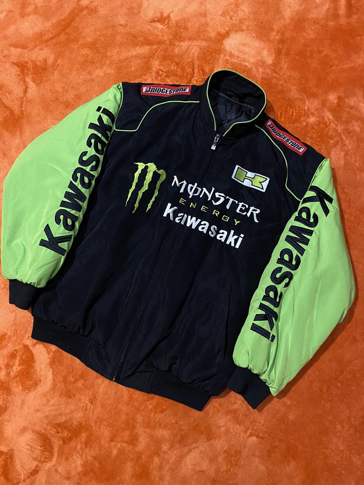 Bomber Jacket × Racing × Vintage Kawasaki x Monster Racing Jacket | Grailed