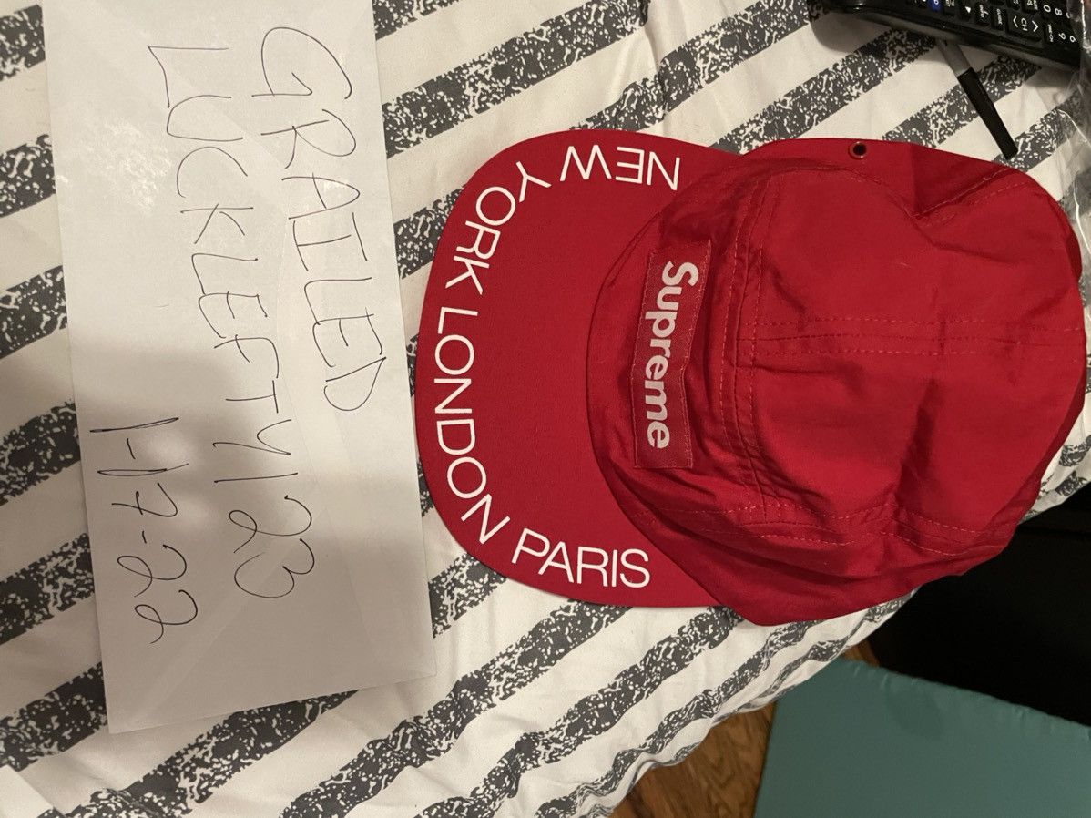 Supreme 赤 キャップ NEW YORK LONDON PARIS Supreme Supreme Red Cap New York London Paris | Grailed