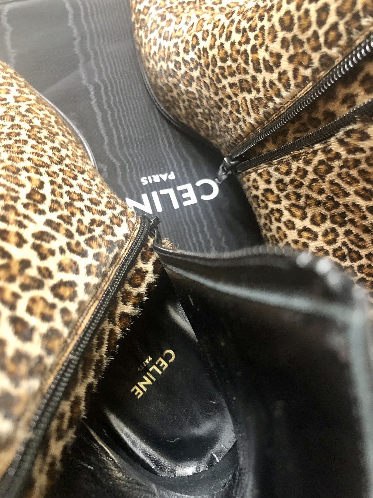 Celine GRAIL original Hedi Slimane Leopard Boots in Pony Hair Size US 7 / EU 40 - 11 Thumbnail