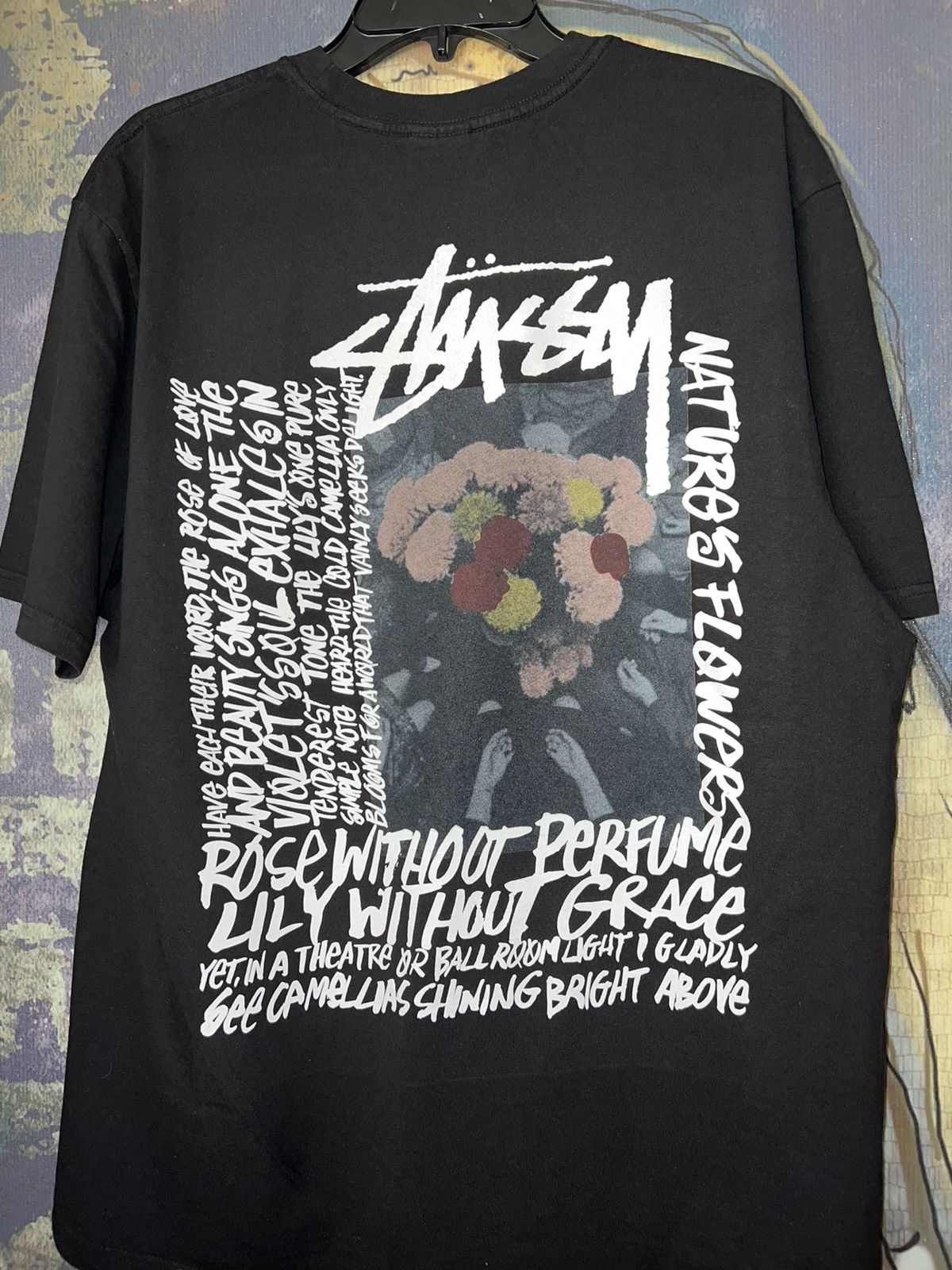 Stussy × Vintage Stussy Black Rose Shirt - Vintage | Grailed