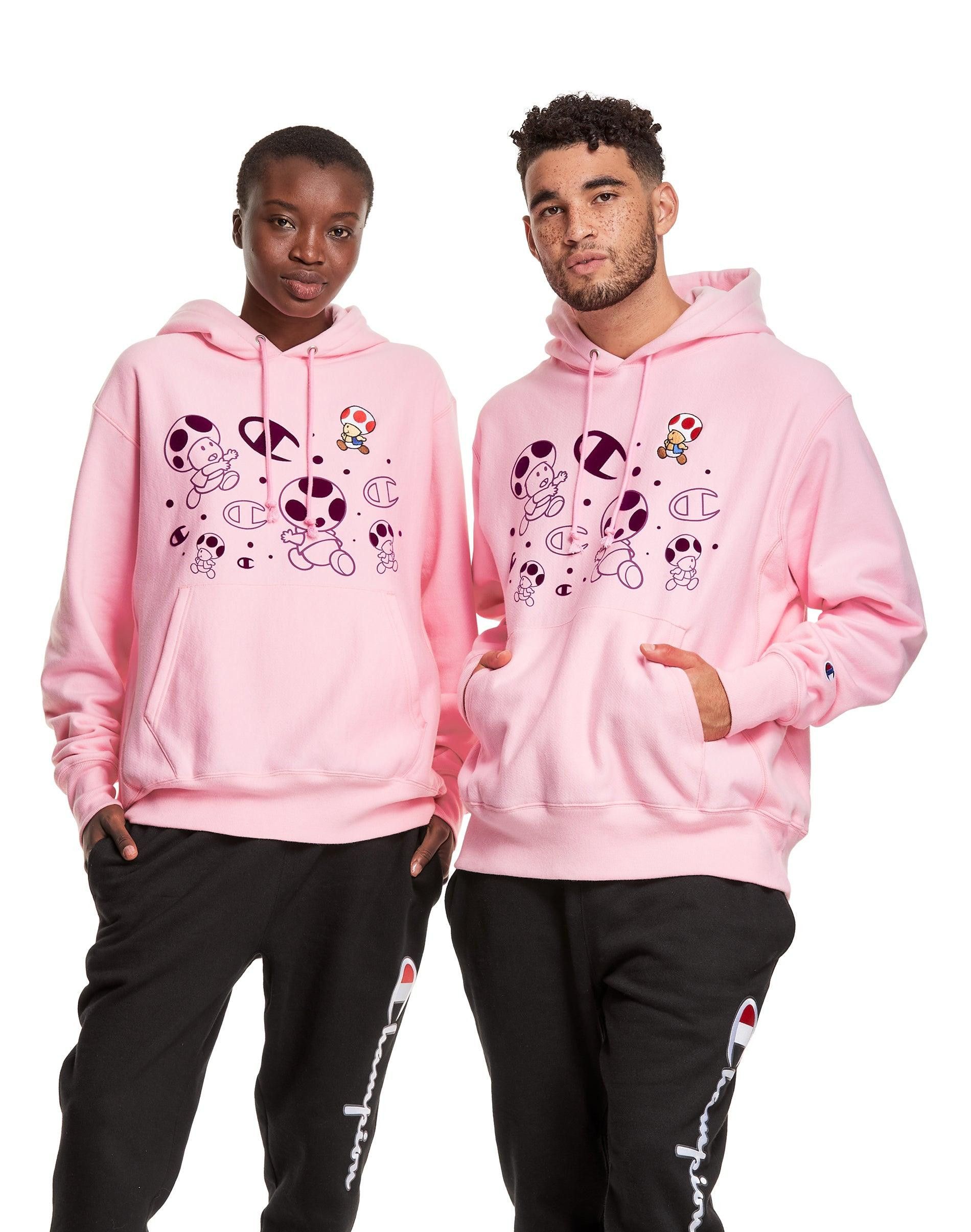 Champion x super mario outlet bros toad light pink hoodie