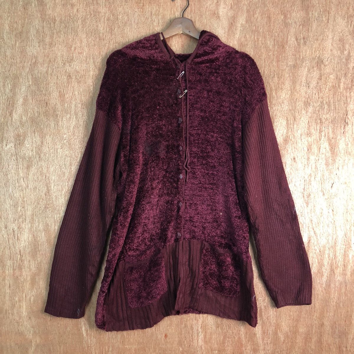 Aran Isles Knitwear × Cloak × Homespun Knitwear YZ Collection Maroon Mohair Knit Sweater Size US L / EU 52-54 / 3 - 1 Thumbnail