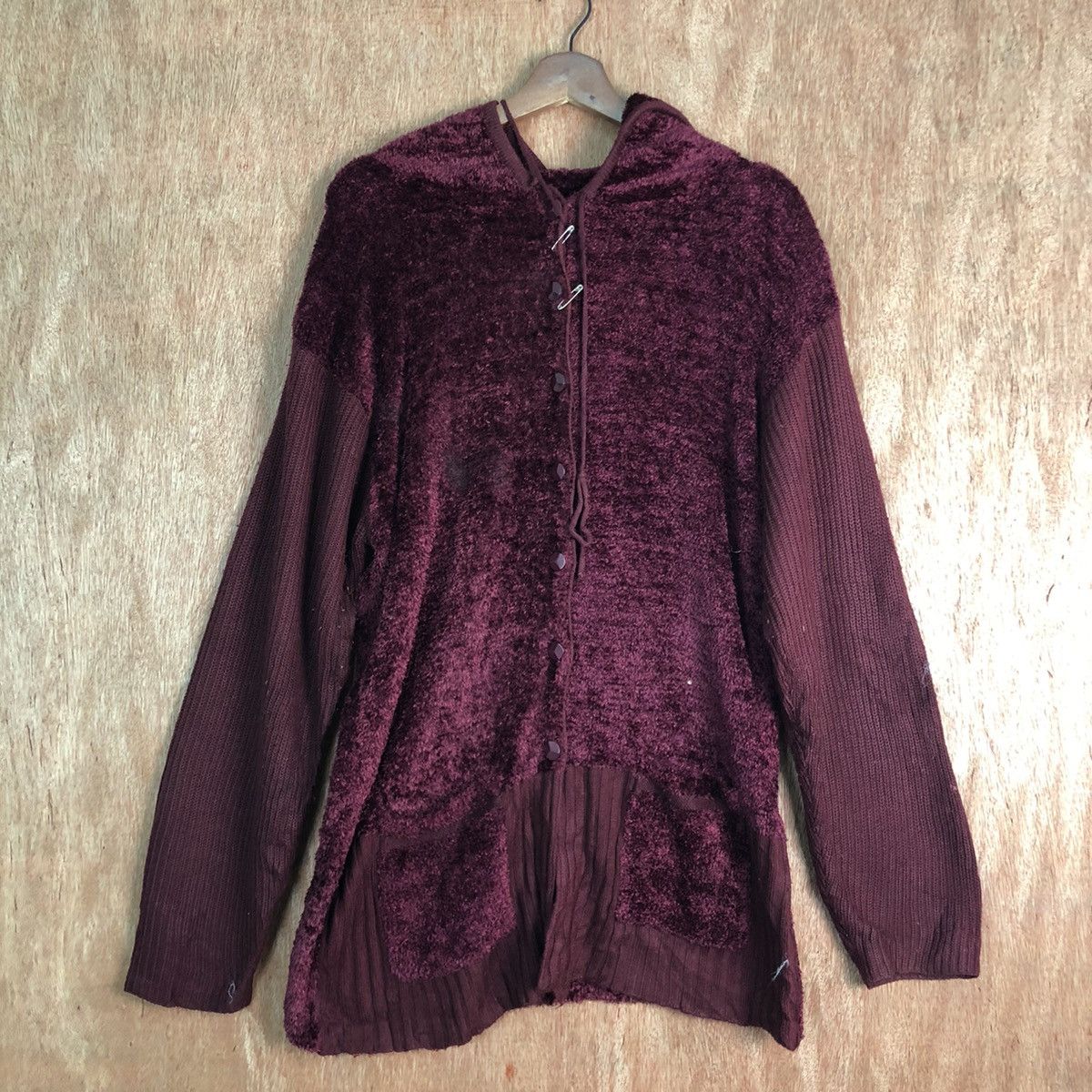 Aran Isles Knitwear × Cloak × Homespun Knitwear YZ Collection Maroon Mohair Knit Sweater Size US L / EU 52-54 / 3 - 3 Thumbnail