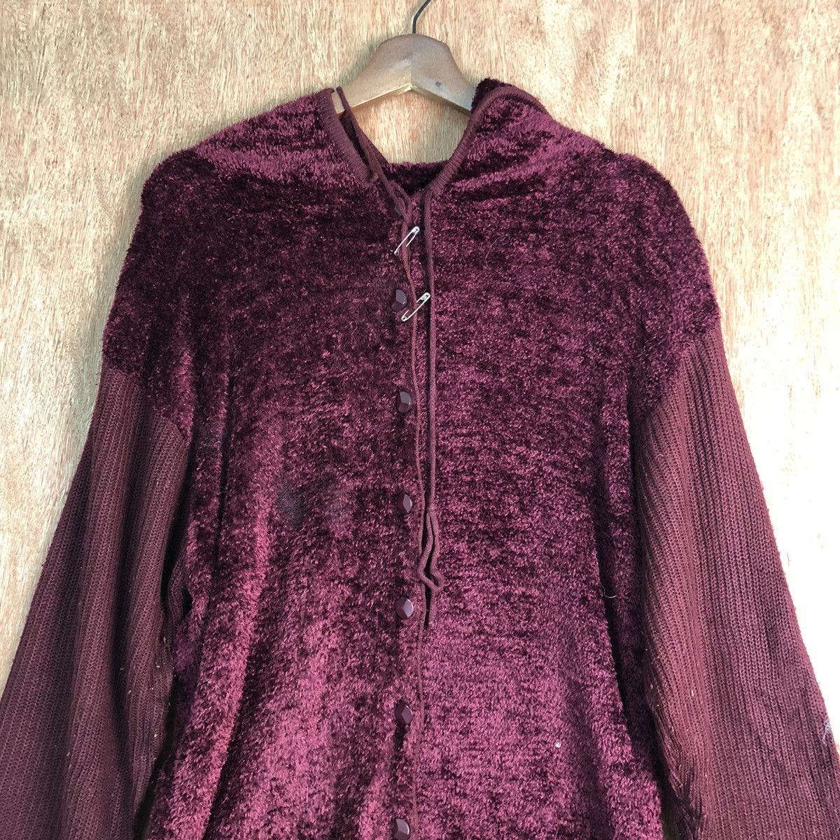 Aran Isles Knitwear × Cloak × Homespun Knitwear YZ Collection Maroon Mohair Knit Sweater Size US L / EU 52-54 / 3 - 2 Thumbnail
