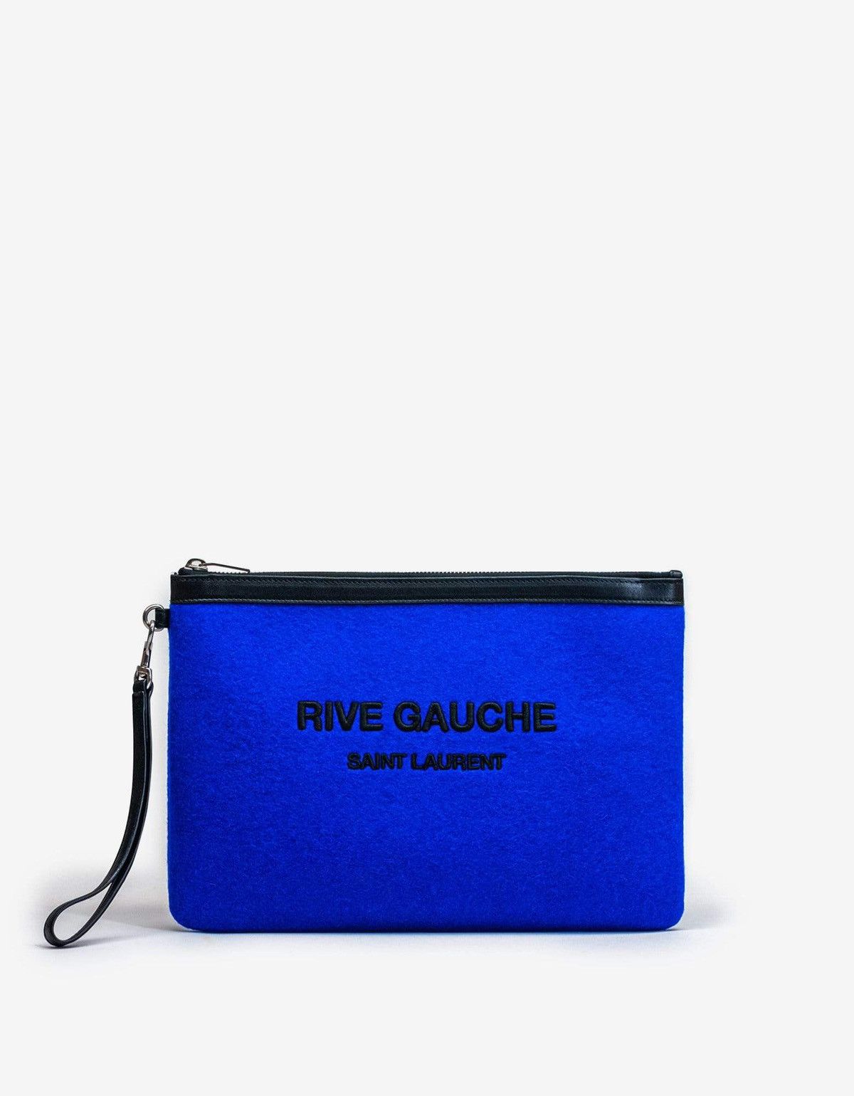 Saint Laurent Paris Blue Wool Felt Rive Gauche Zip Pouch Size ONE SIZE - 1 Preview
