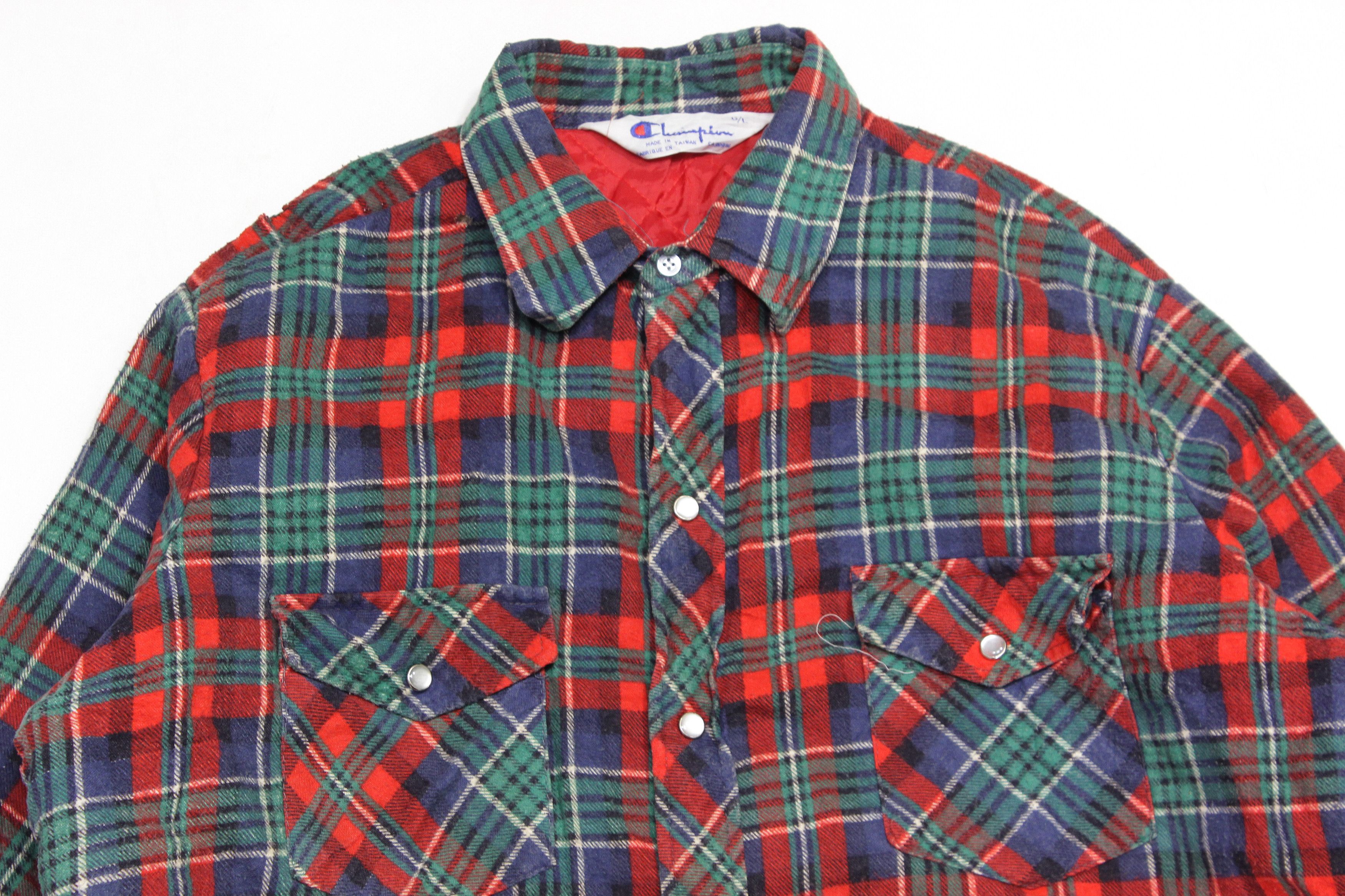 Champion Plaid Flannel Insulated Shirt Vintage Size US L / EU 52-54 / 3 - 3 Thumbnail