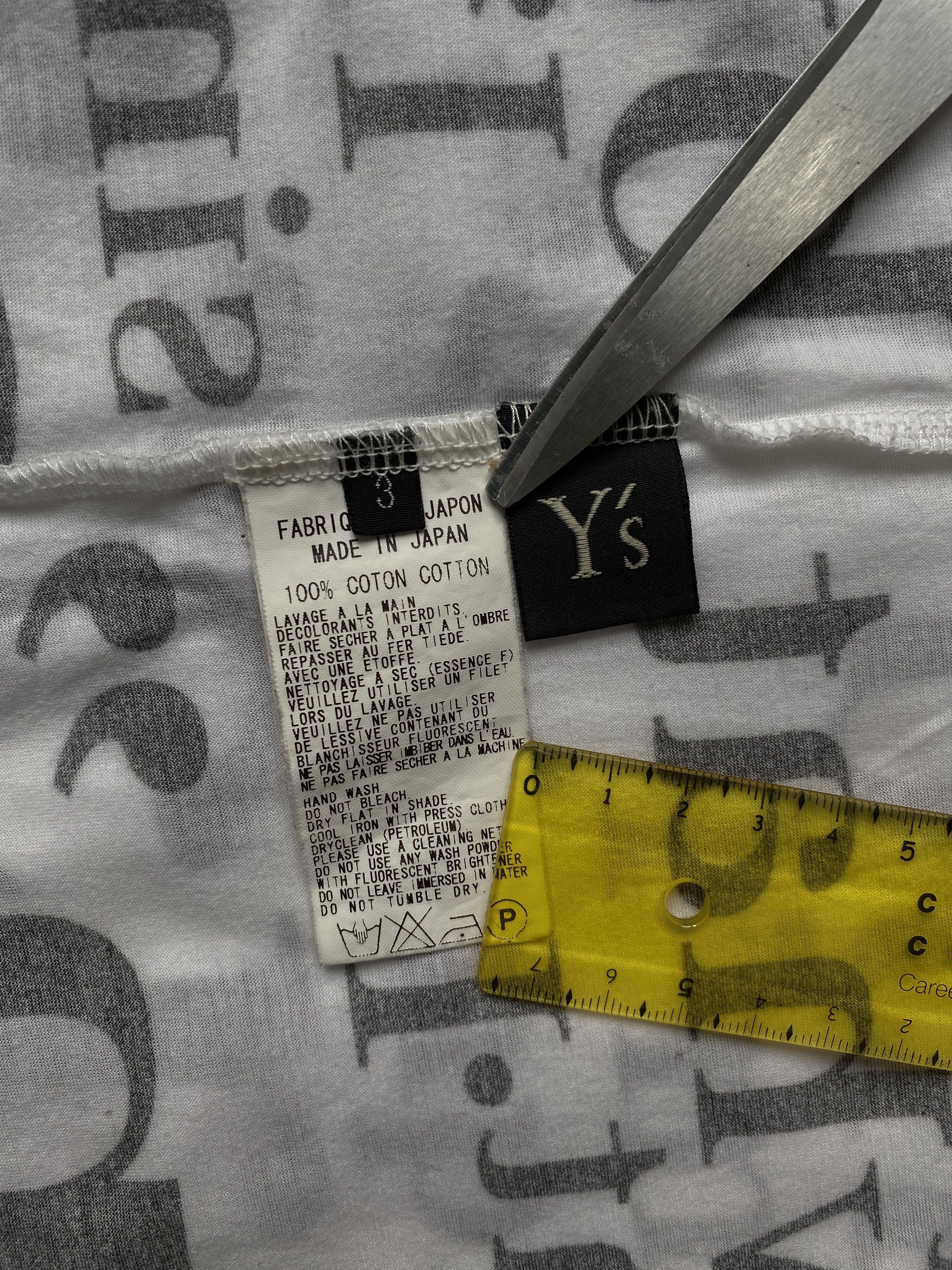 Yohji Yamamoto Y's Yohji Yamamoto WMNS White Cotton Black Letters Tee Size US M / EU 48-50 / 2 - 8 Thumbnail