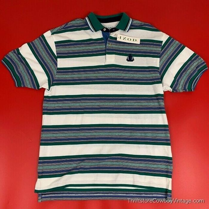 Izod Deadstock IZOD POLO SHIRT New Striped Stripes NWT LARGE | Grailed