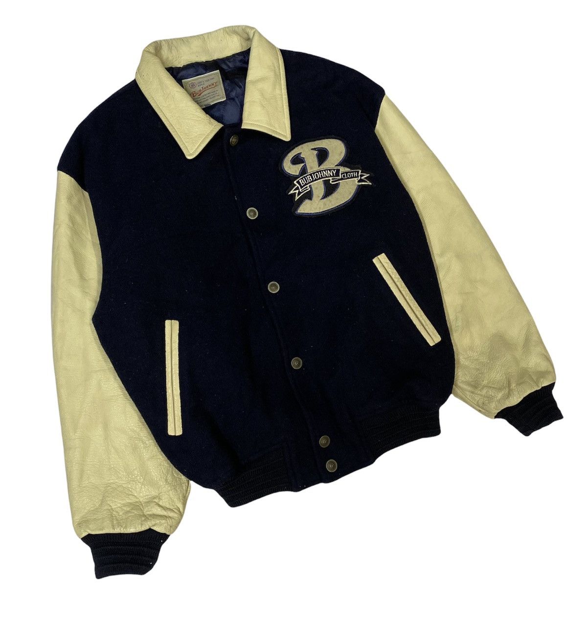 Vintage 💥Vtg BUBJOHNNY Wool/Leather Spell Out Logo Varsity Jacket Size US L / EU 52-54 / 3 - 5 Thumbnail