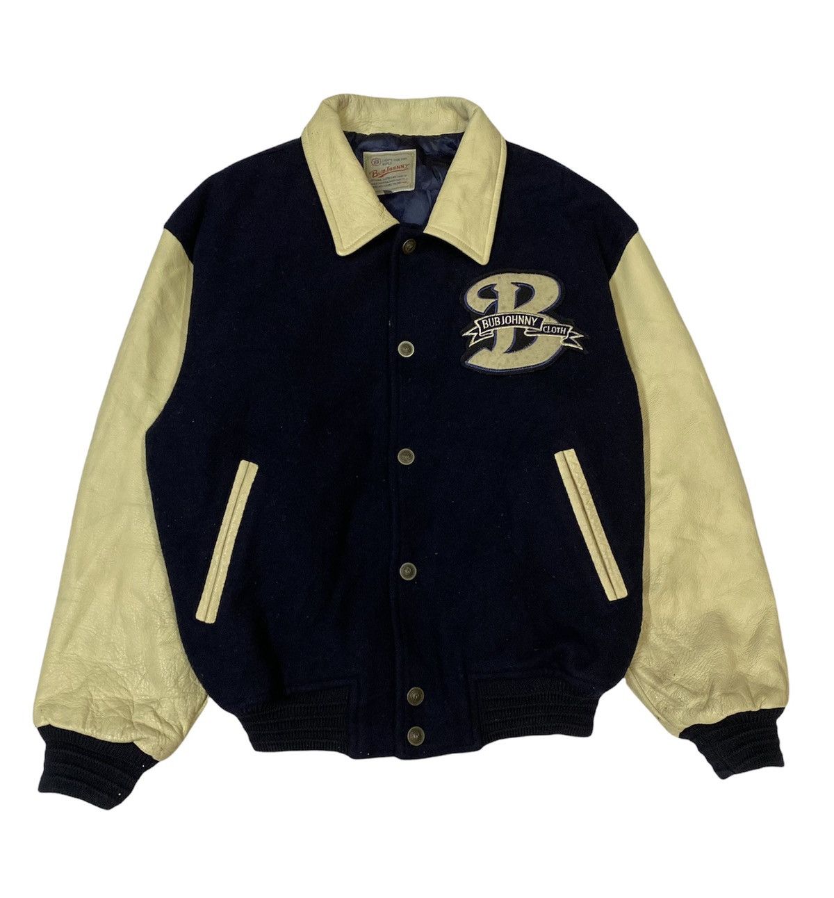 Vintage 💥Vtg BUBJOHNNY Wool/Leather Spell Out Logo Varsity Jacket Size US L / EU 52-54 / 3 - 3 Thumbnail