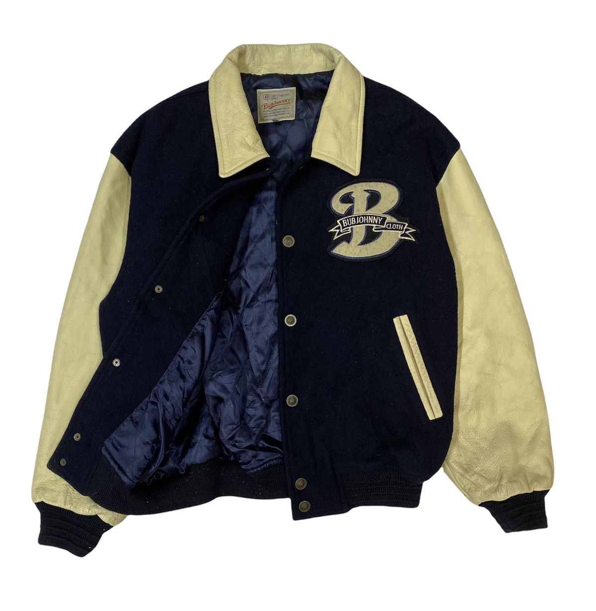 Vintage 💥Vtg BUBJOHNNY Wool/Leather Spell Out Logo Varsity Jacket Size US L / EU 52-54 / 3 - 10 Thumbnail