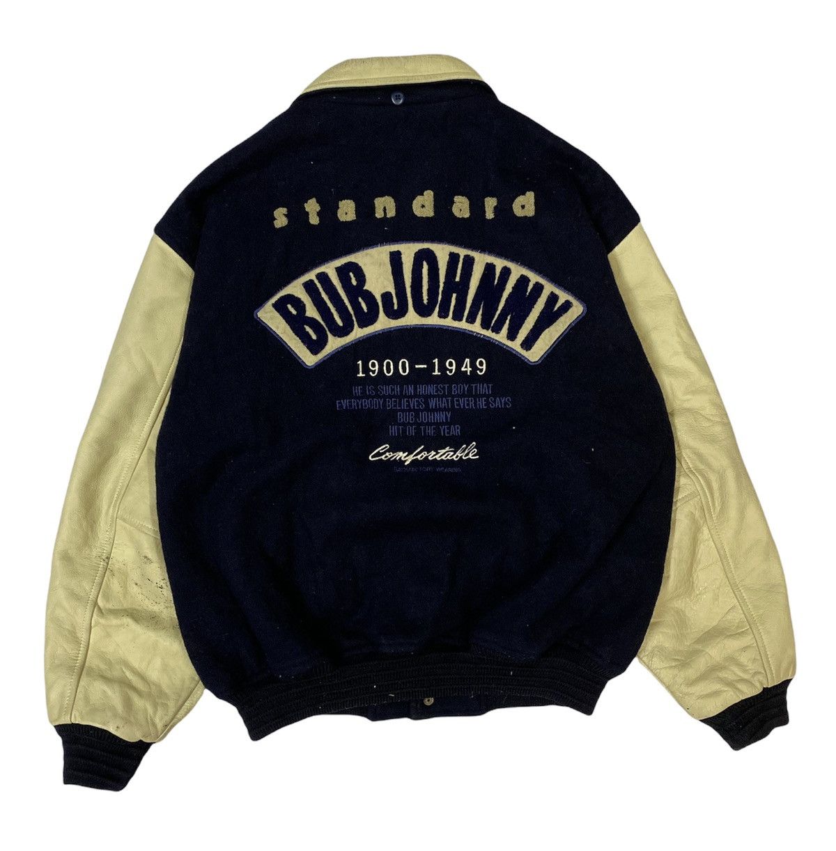 Vintage 💥Vtg BUBJOHNNY Wool/Leather Spell Out Logo Varsity Jacket Size US L / EU 52-54 / 3 - 2 Thumbnail