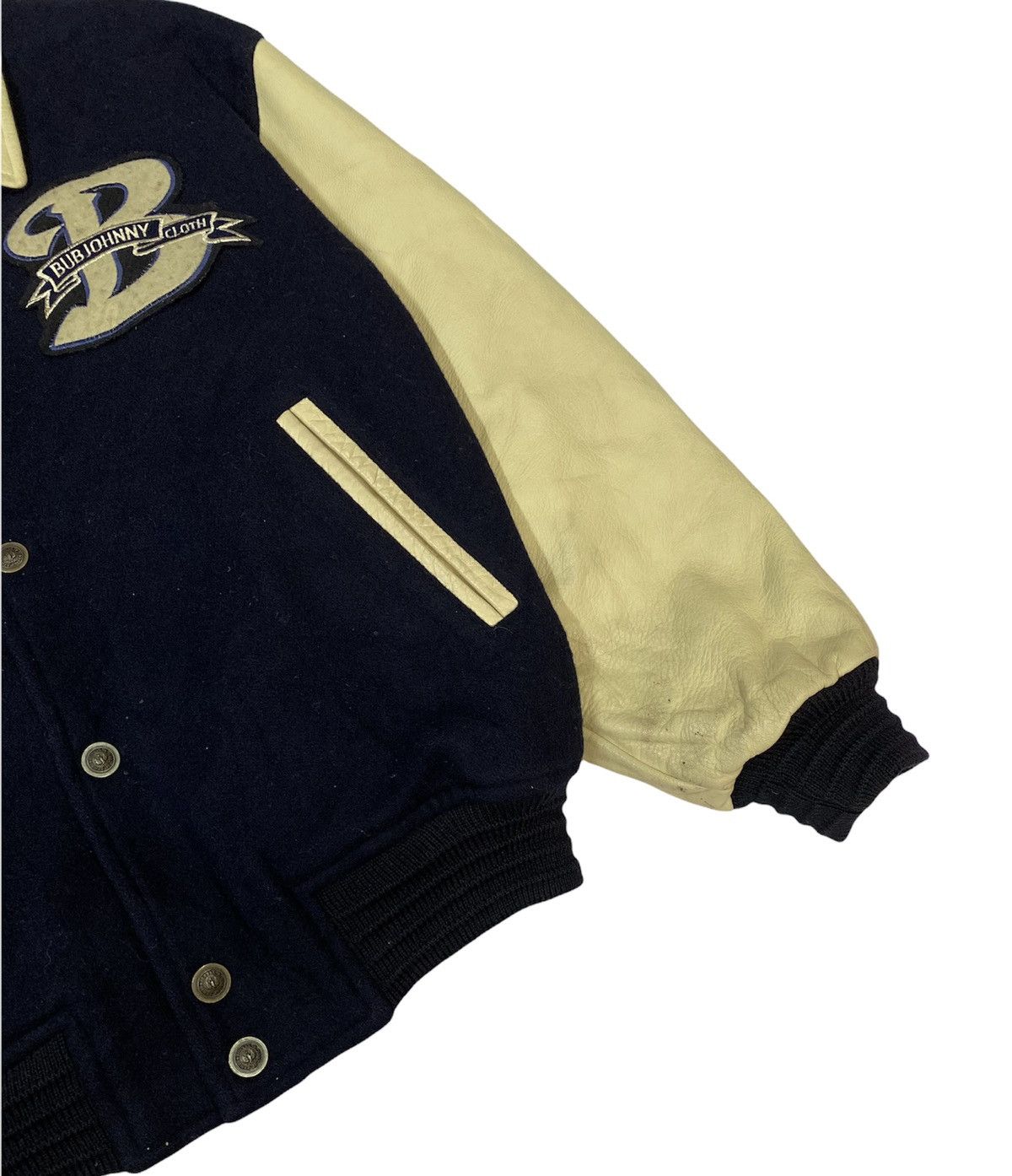 Vintage 💥Vtg BUBJOHNNY Wool/Leather Spell Out Logo Varsity Jacket Size US L / EU 52-54 / 3 - 8 Thumbnail
