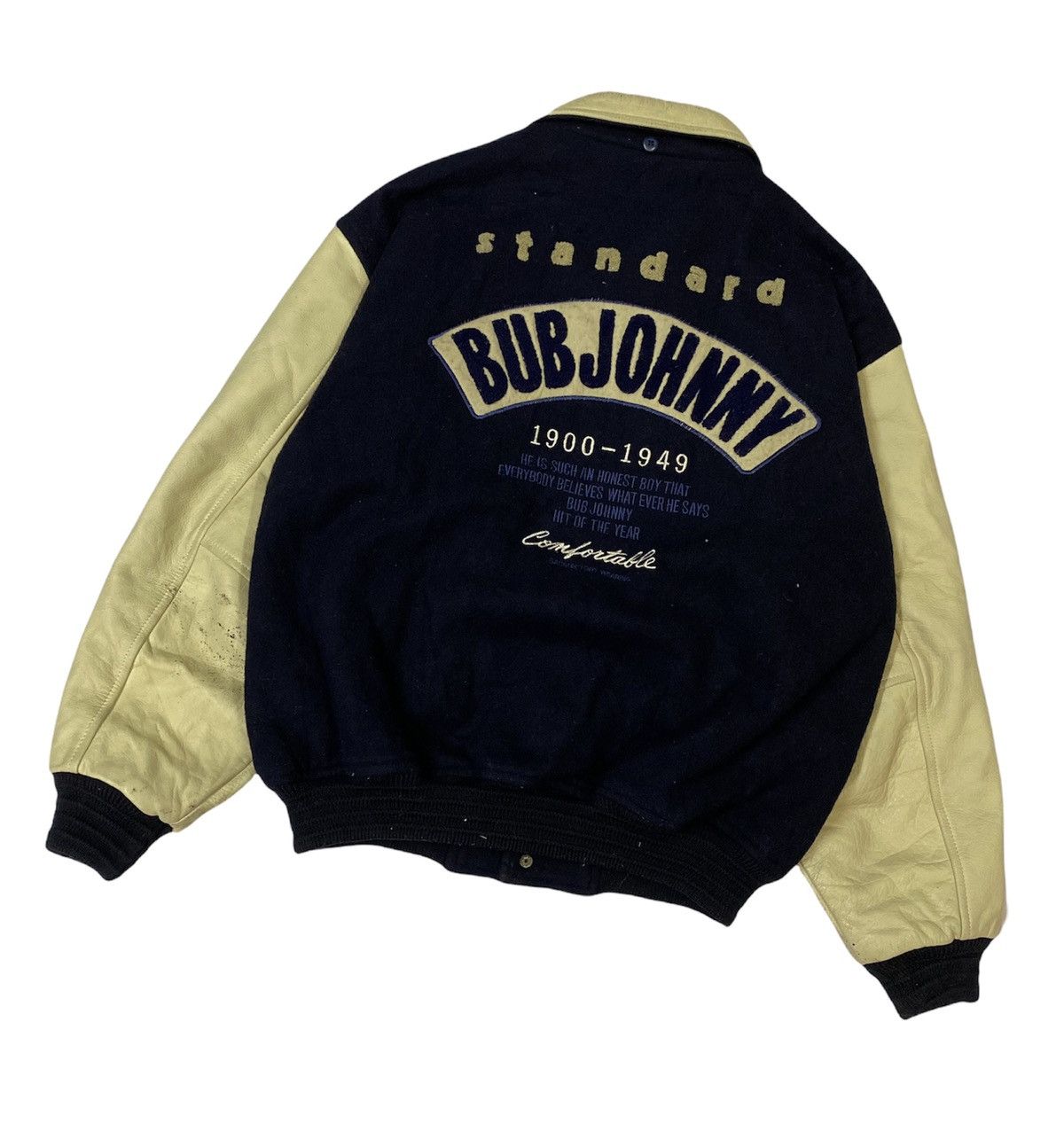 Vintage 💥Vtg BUBJOHNNY Wool/Leather Spell Out Logo Varsity Jacket Size US L / EU 52-54 / 3 - 6 Thumbnail