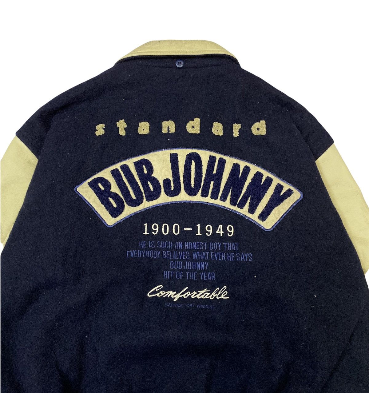 Vintage 💥Vtg BUBJOHNNY Wool/Leather Spell Out Logo Varsity Jacket Size US L / EU 52-54 / 3 - 9 Thumbnail