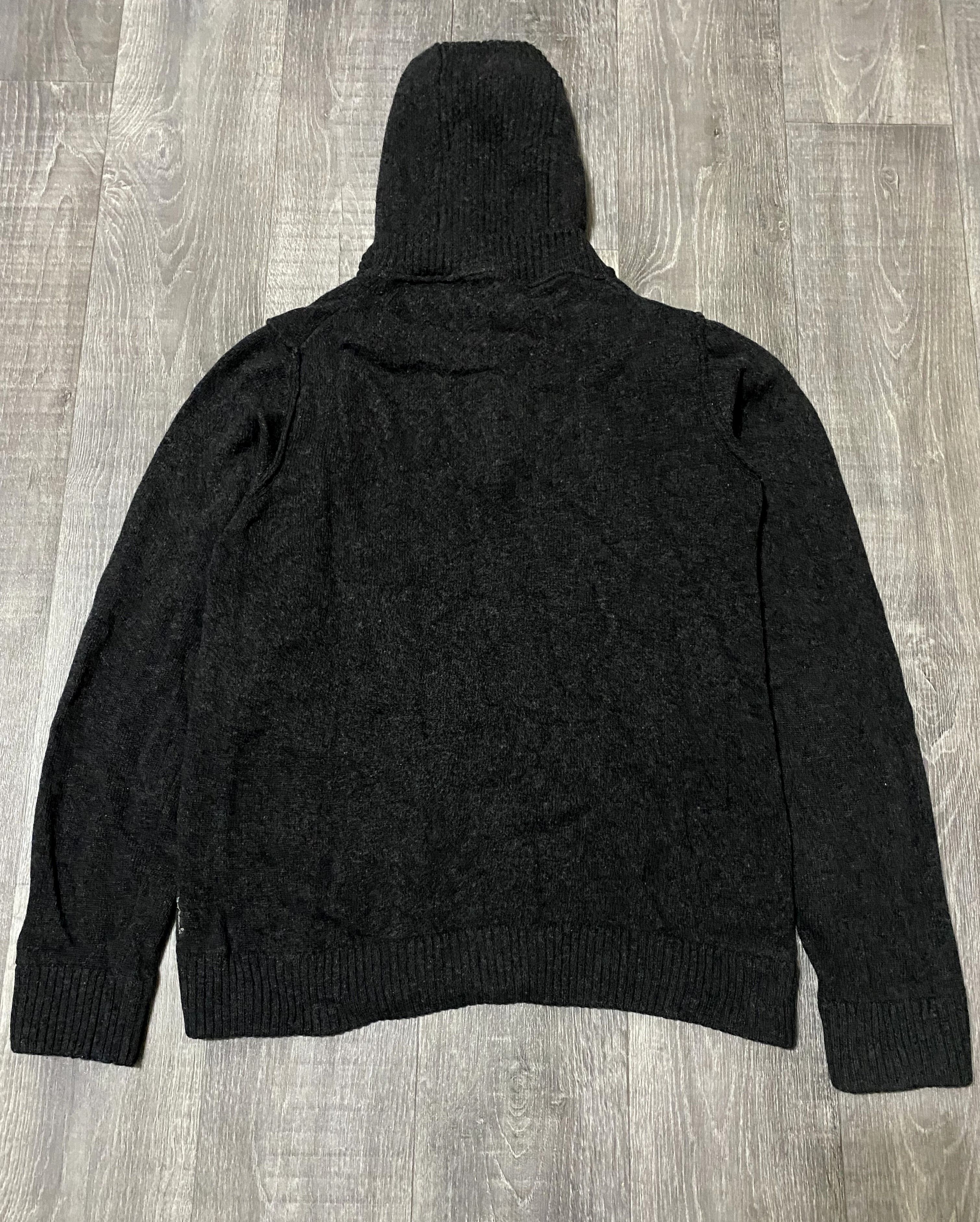 Giorgio Armani Grey Virgin Wool Heavy Knit Hooded Buttons Sweater Size US L / EU 52-54 / 3 - 3 Thumbnail