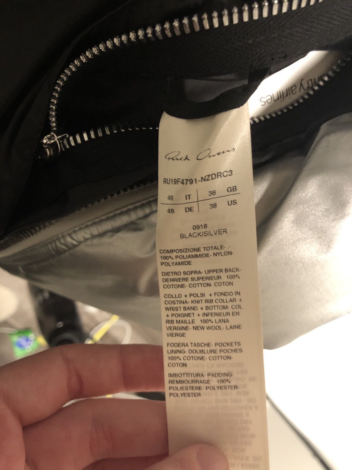 Rick Owens FW19 'LARRY' GRADIENT FLIGHT BOMBER JACKET | Grailed