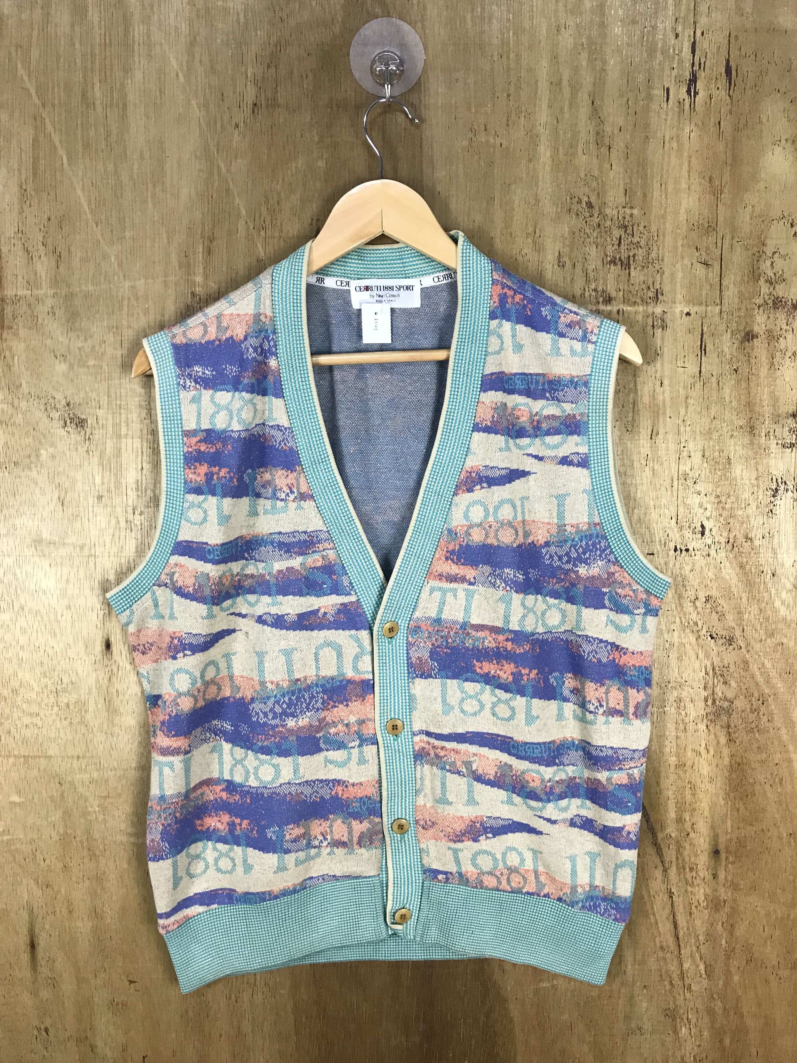 Vintage Cerruti 1881 Abstract Monogram Sport Knit Vest