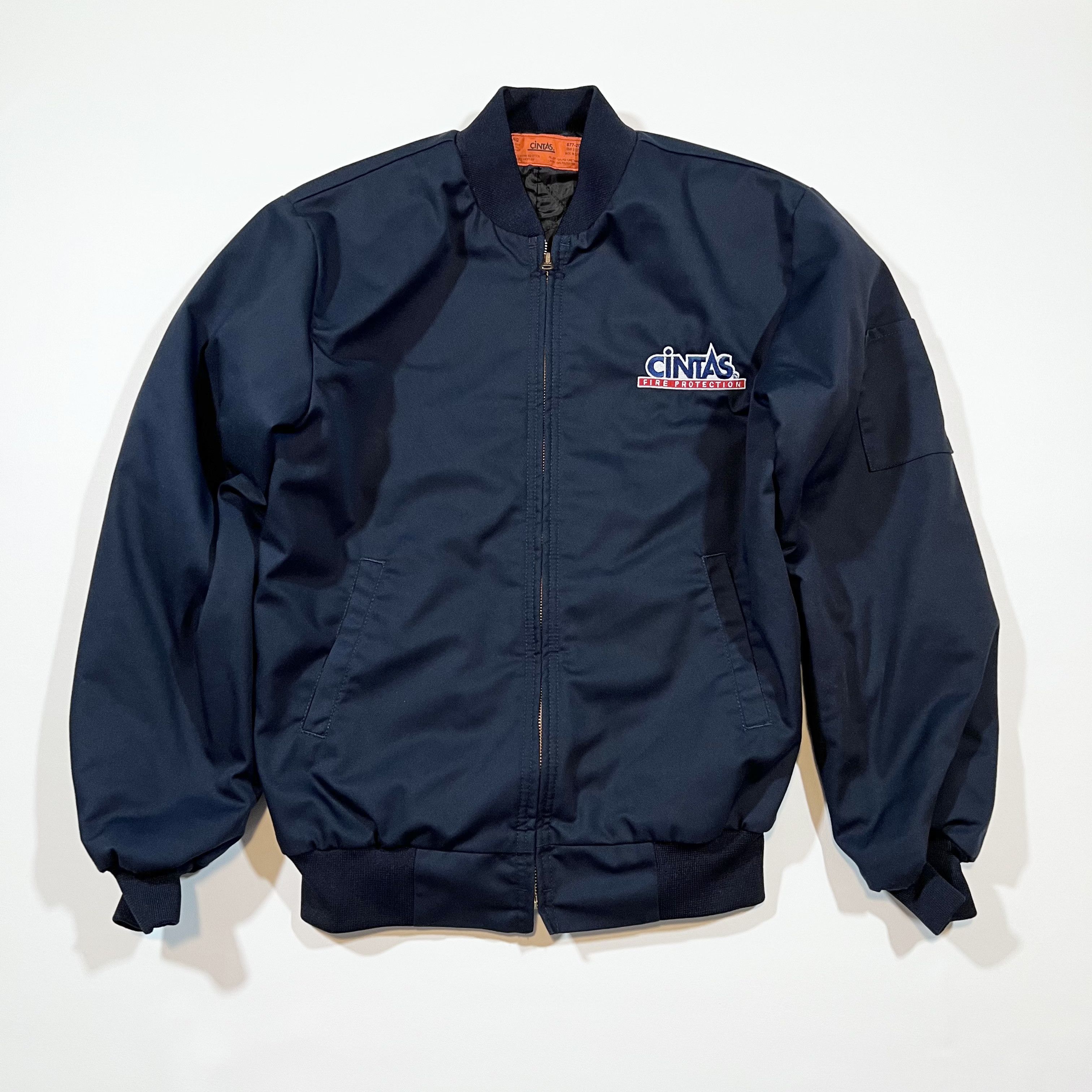 Streetwear Vintage Cintas Fire Protection Navy Blue Bomber Jacket | Grailed