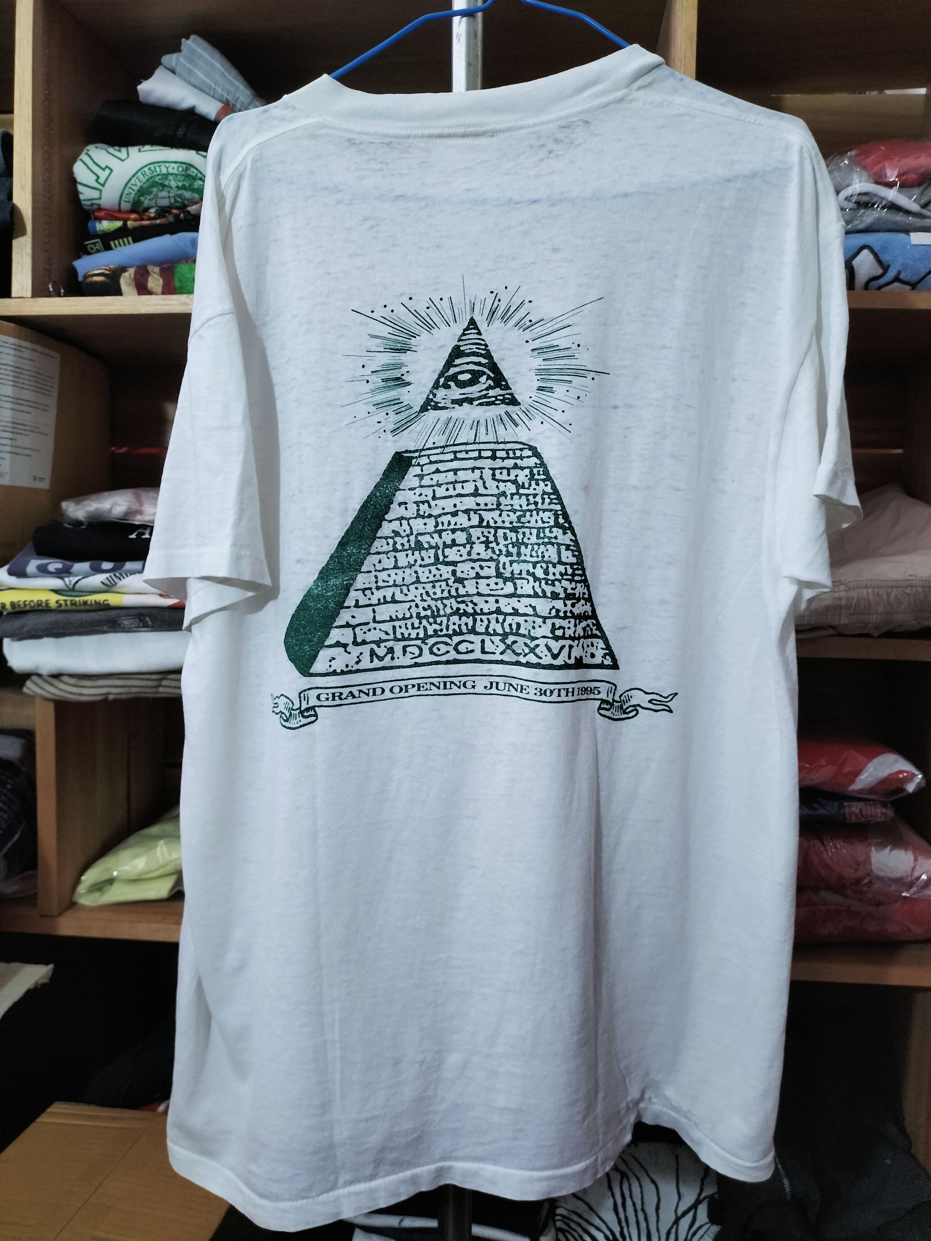 image of Vintage 90's The Mint Illuminati Paperthin Pyramid in White, Men's (Size Large)