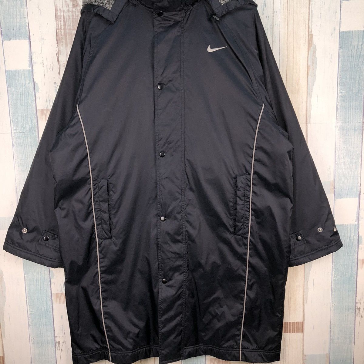 Nike × Vintage Vintage Nike Big Logo Long Jacket Size US L / EU 52-54 / 3 - 4 Thumbnail
