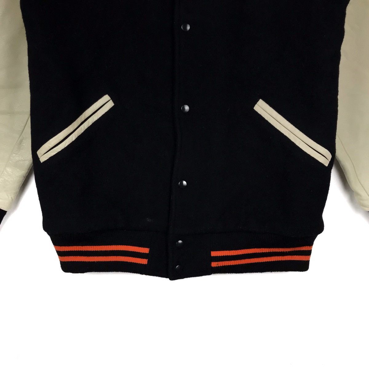 Japanese Brand Japanese Wool Leather Sleeve Varsity Jacket Size US L / EU 52-54 / 3 - 8 Thumbnail