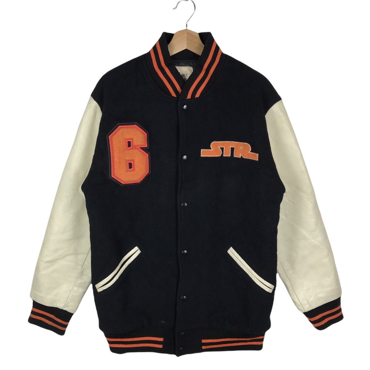 Japanese Brand Japanese Wool Leather Sleeve Varsity Jacket Size US L / EU 52-54 / 3 - 1 Thumbnail