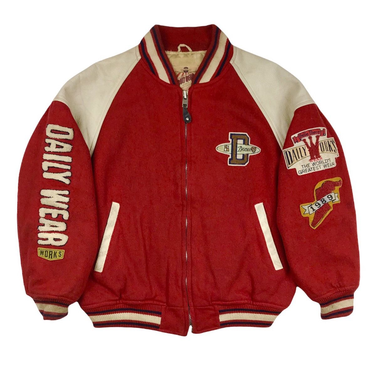 Japanese Brand Vtg 80s/90s Wool Daily Wear Leather Shoulder Bomber Jacket Size US M / EU 48-50 / 2 - 2 Thumbnail