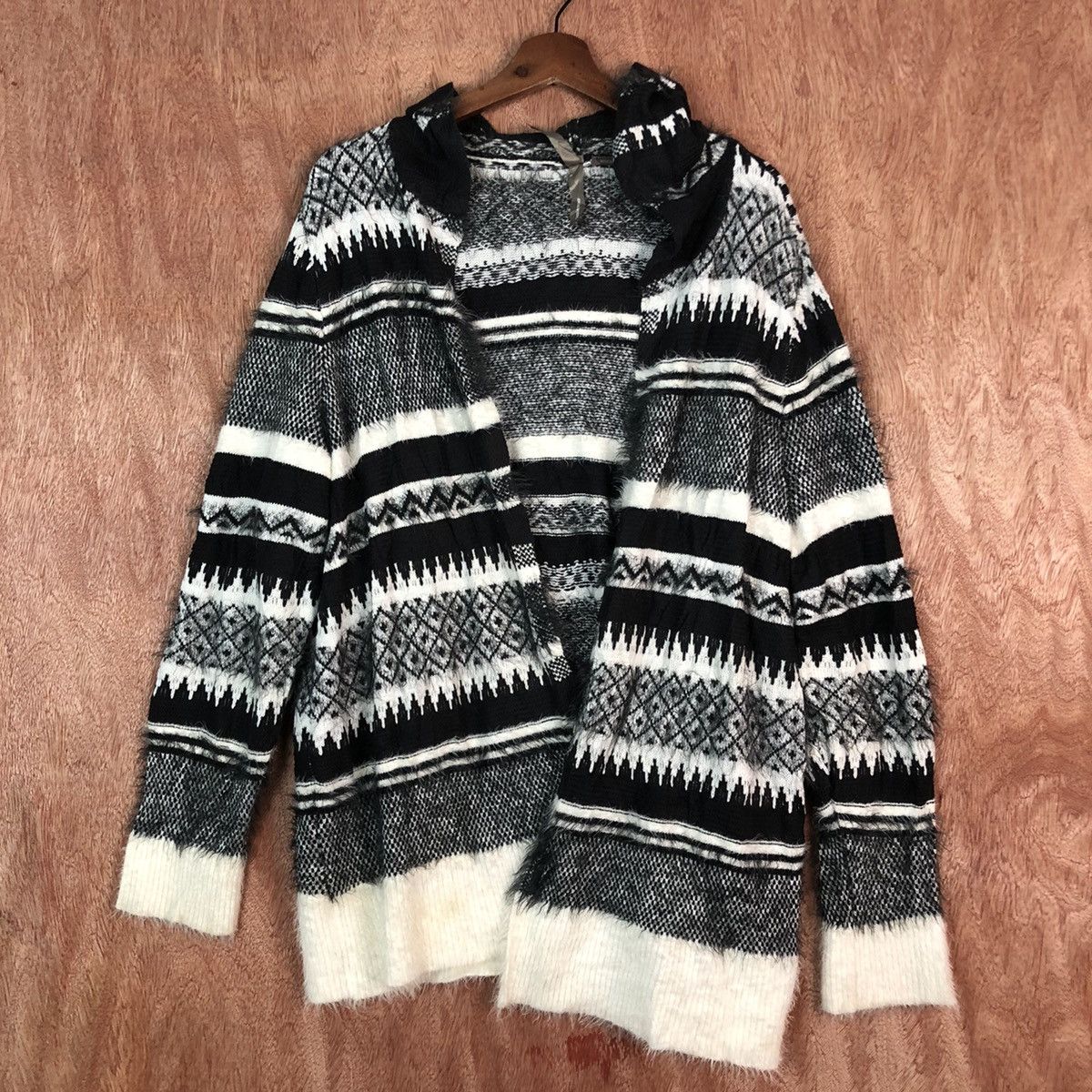 Japanese Brand DL Penningtons navajo Cardigan knitwear mohair shaggy #6082 Size US XL / EU 56 / 4 - 3 Thumbnail