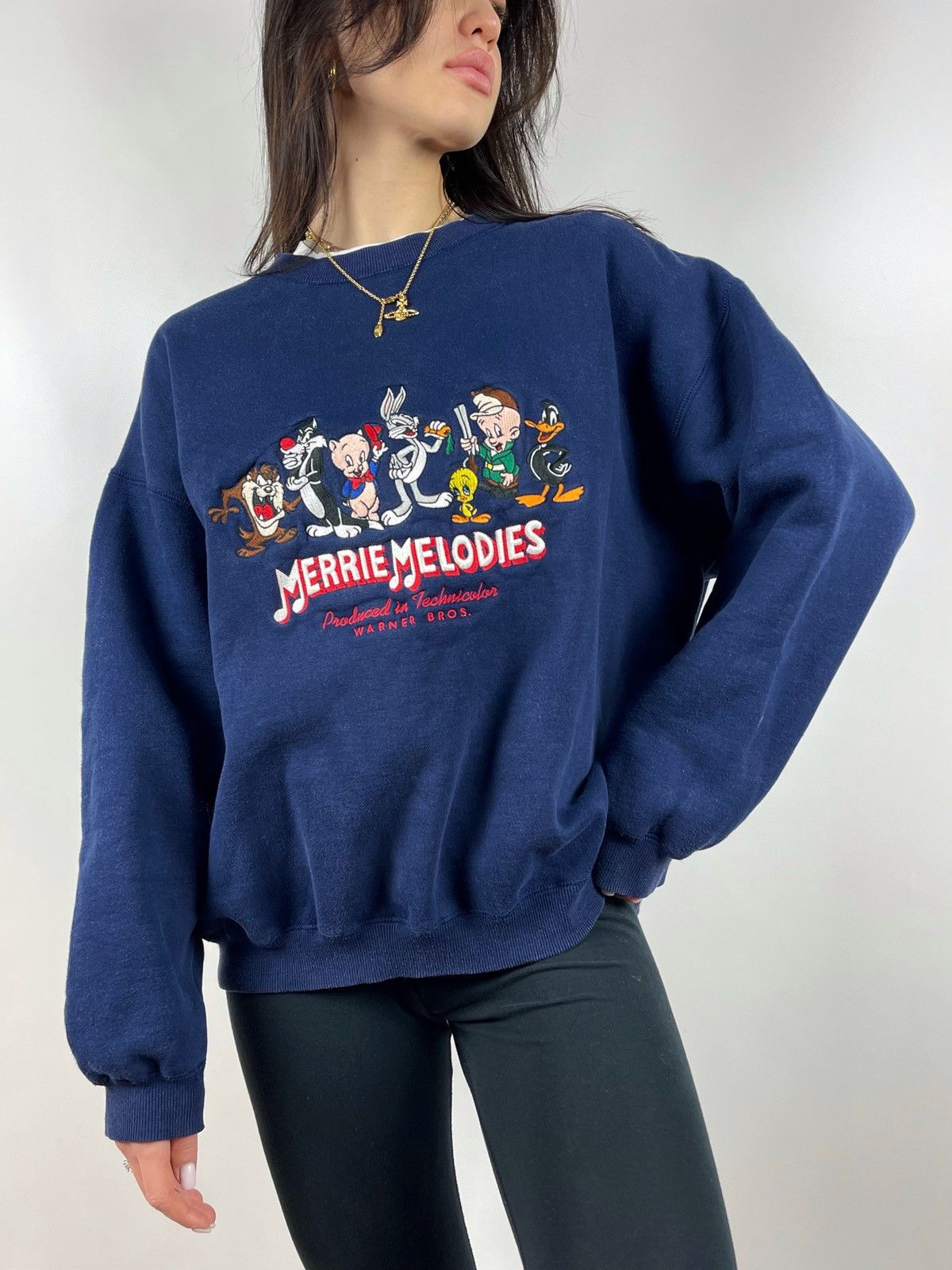 Embroidered Sweatshirt Warner Bros Vintage Sweatshirt Vintage