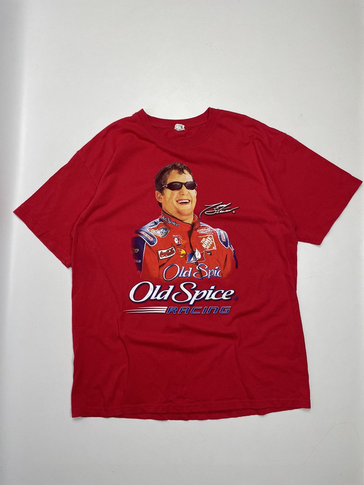 Vintage Vintage Tony Stewart Old Spice Red Nascar Red Racing Shirt Size US XL / EU 56 / 4 - 1 Thumbnail