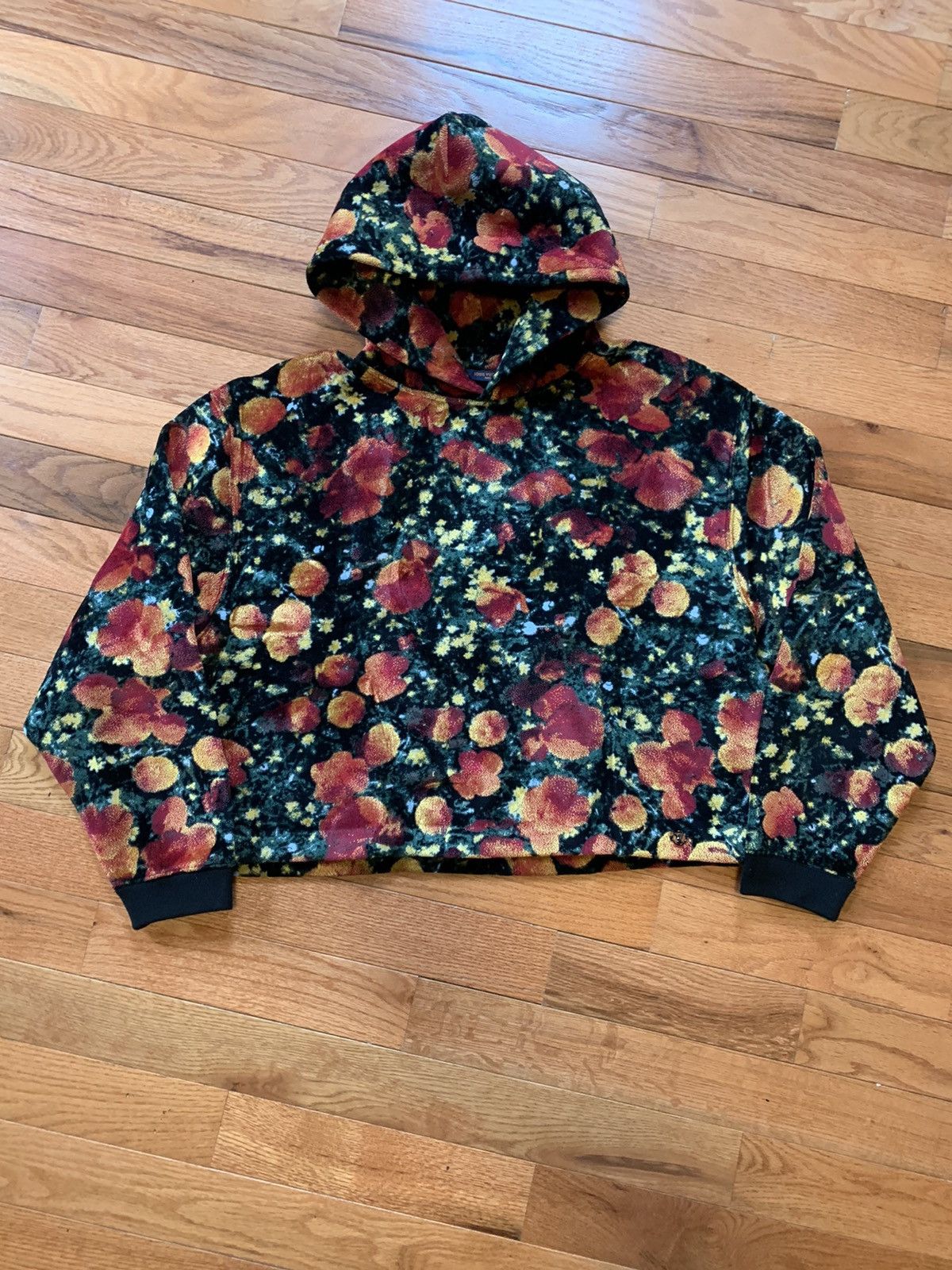 Louis Vuitton Poppies Velour Hooded Sweater XS